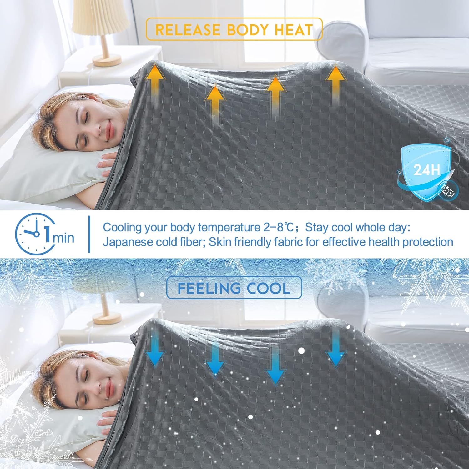 AmyHomie Cooling Blanket Queen Size 90x90 Double Sided