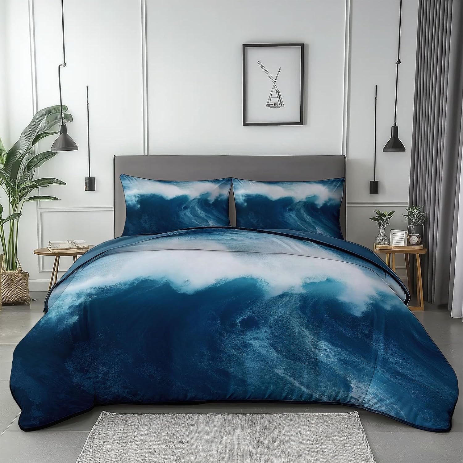 Blue Duvet Cover Twin XL Set with Matching Pillowcases