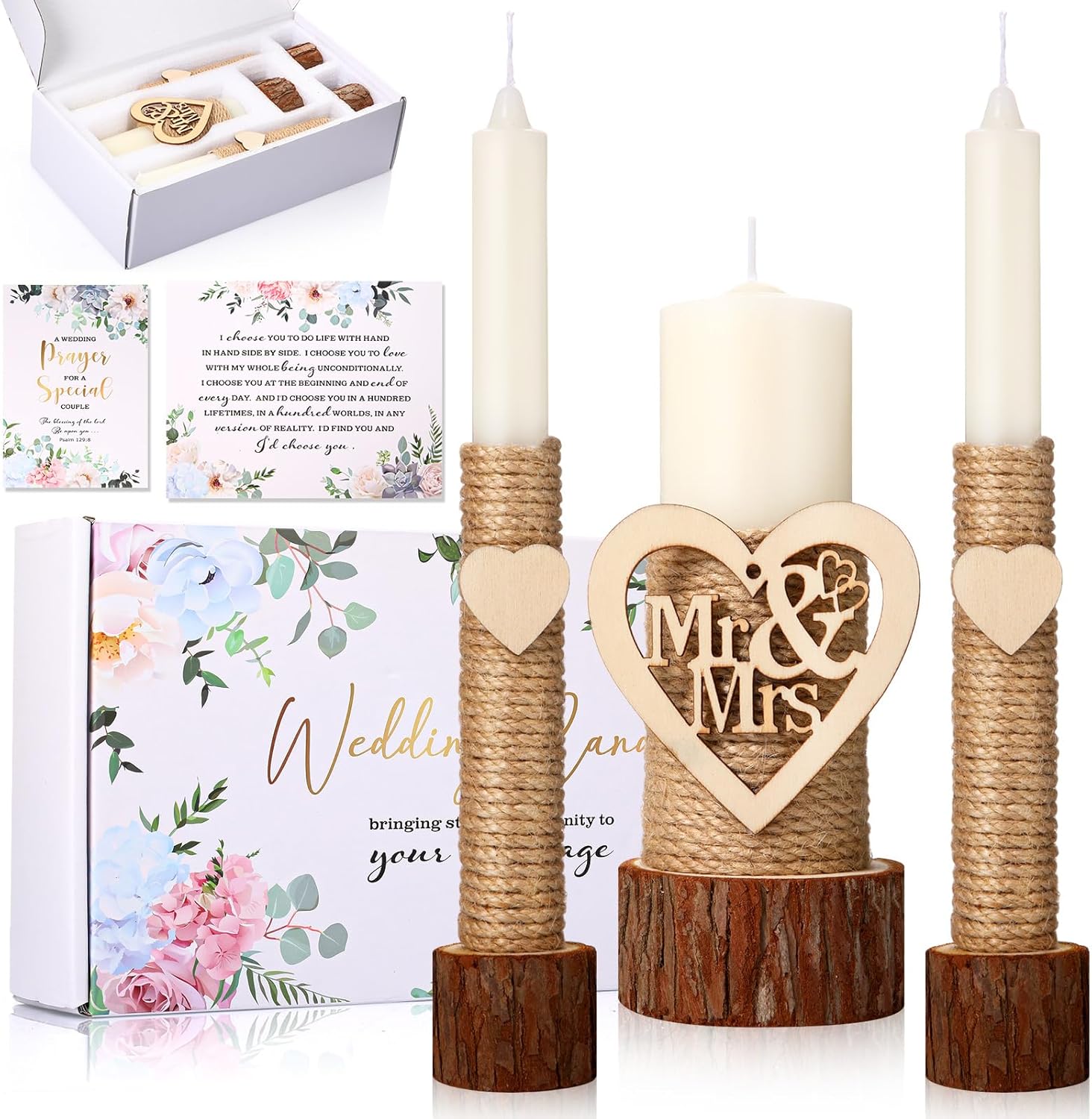 Rustic Unity Candles Set for Wedding Ceremony