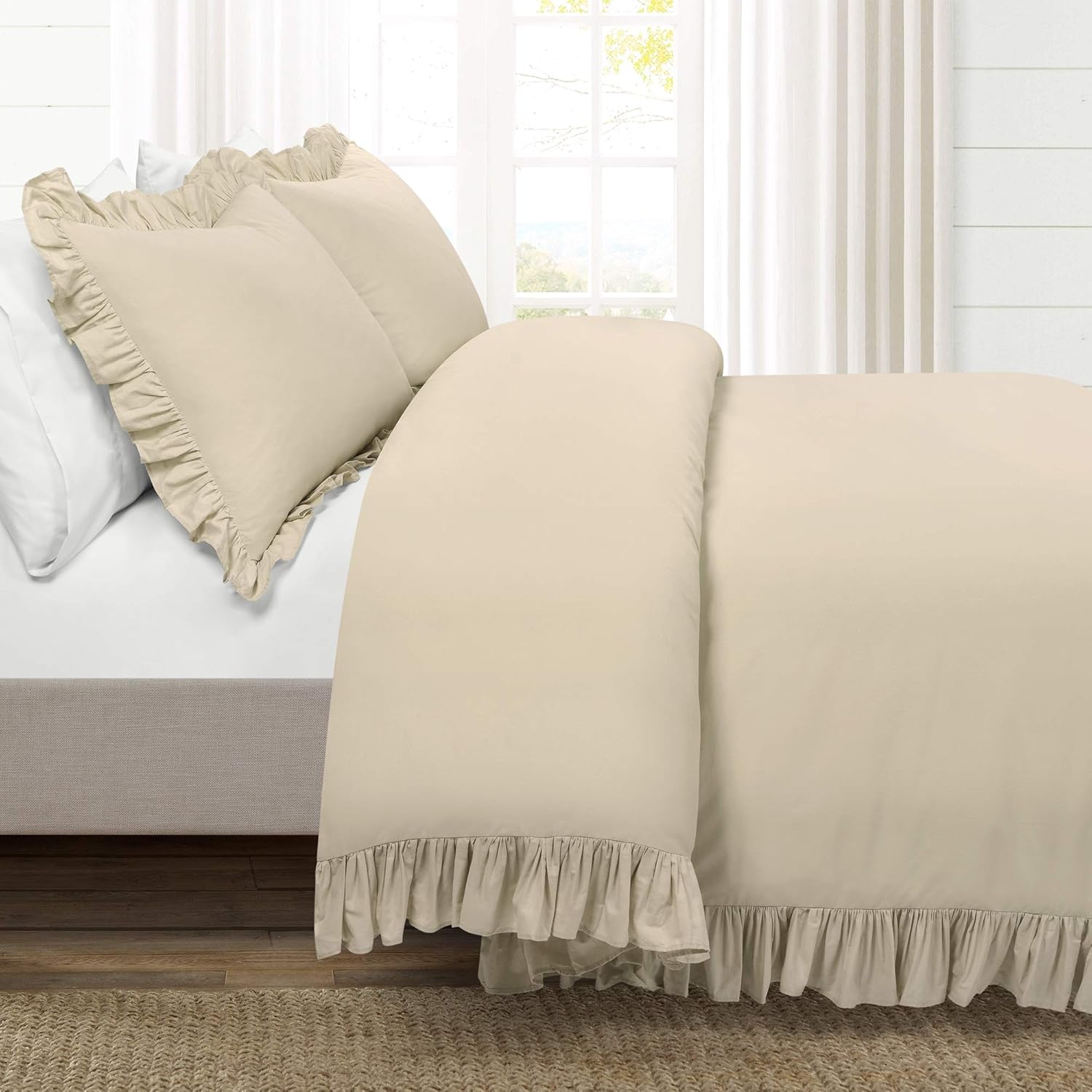 Lush Decor Reyna Soft Knitted Ruffle Blanket King Wheat