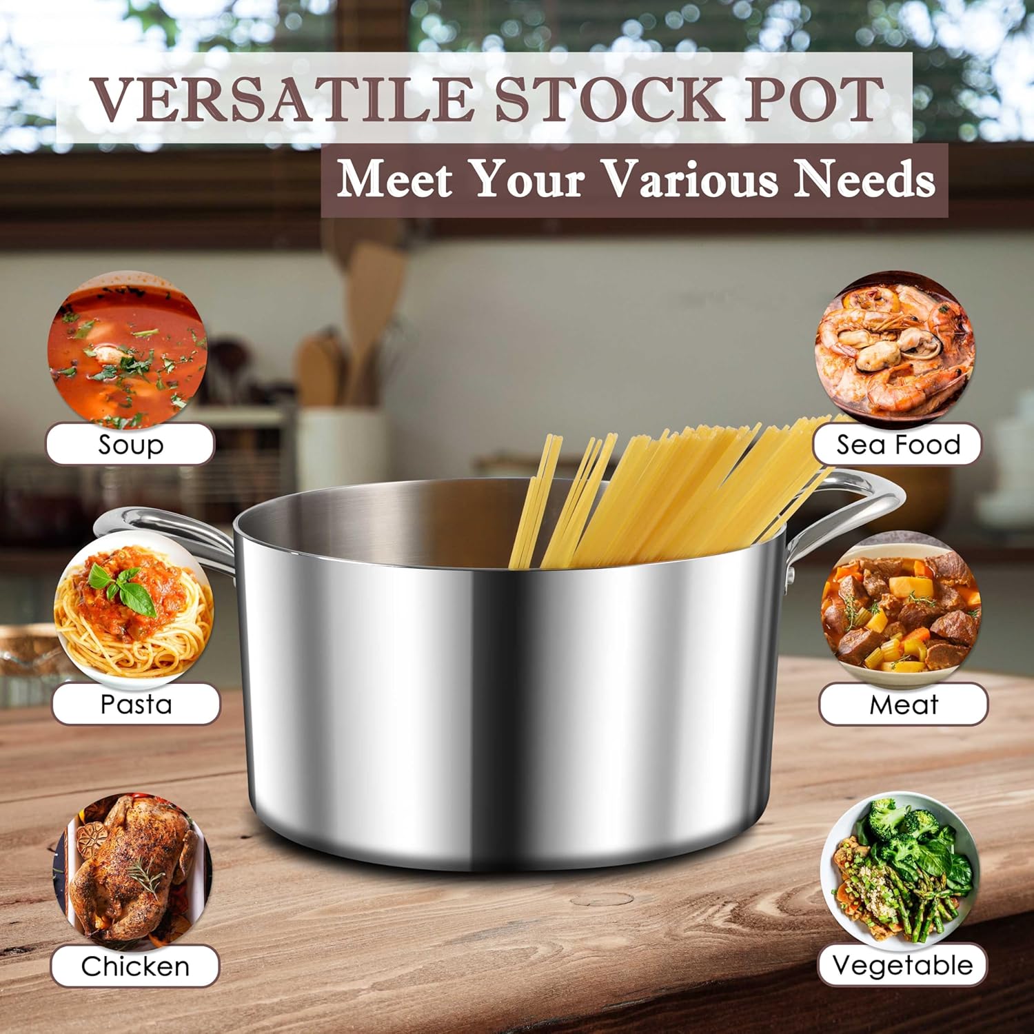 Herogo 8 Quart Stainless Steel Stock Pot with Lid