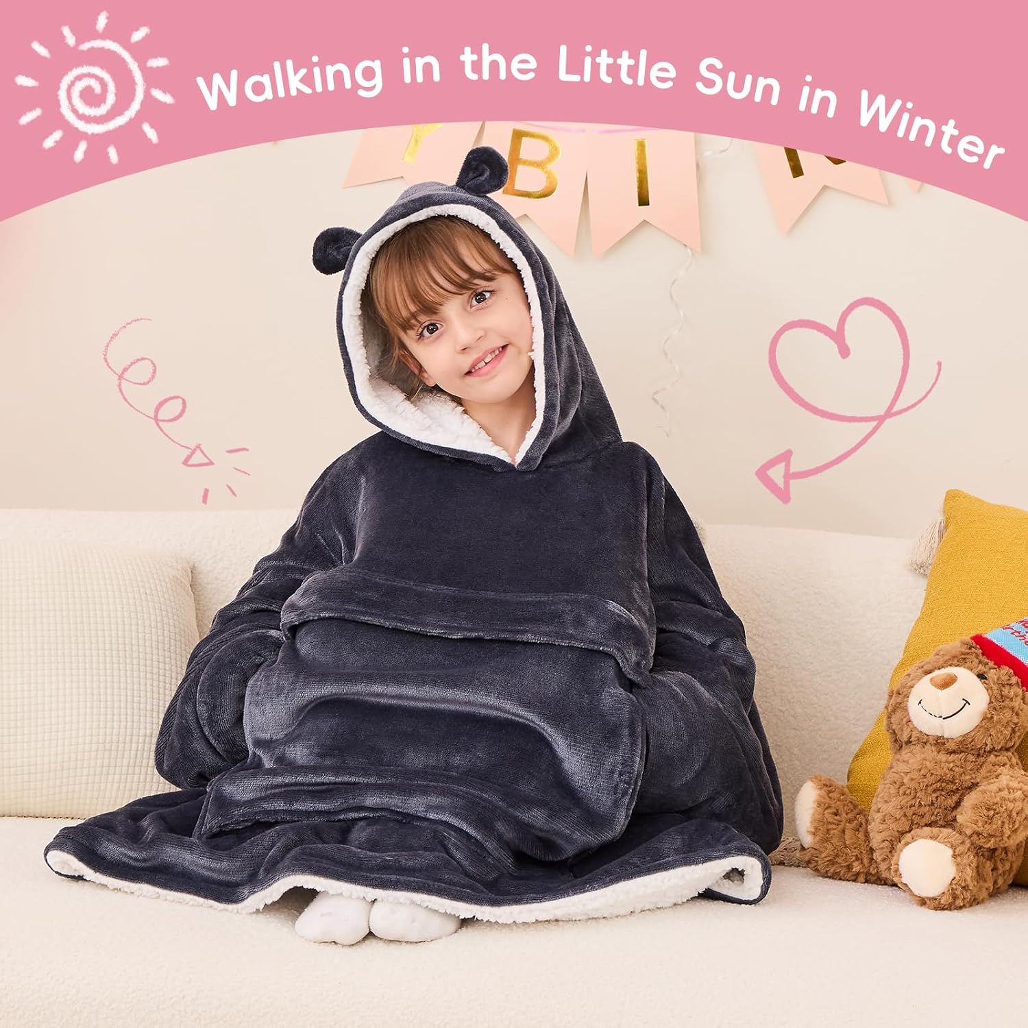 Yescool Wearable Blanket Hoodie for Kids