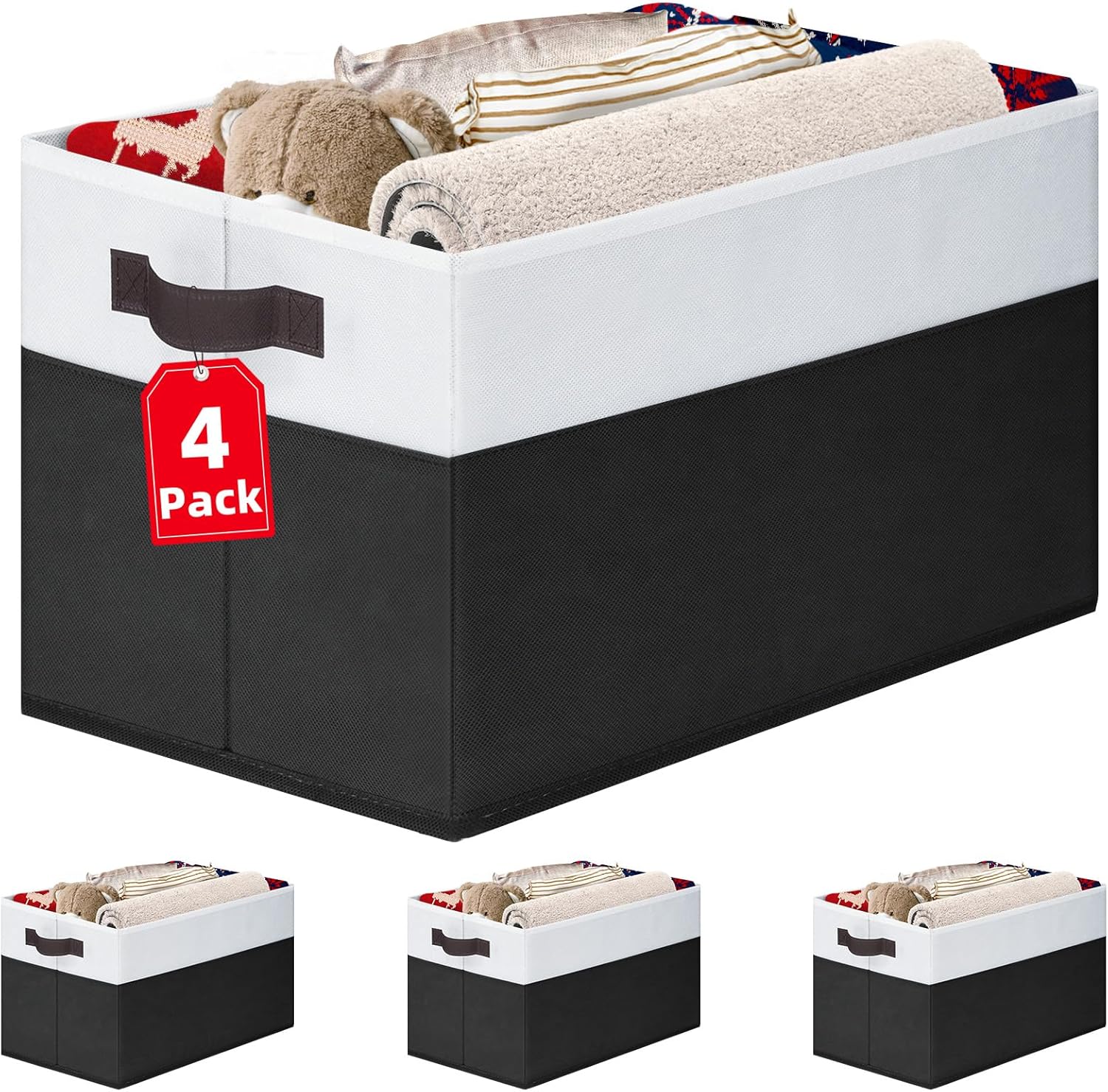 Criusia 4-Piece Collapsible Storage Bins with Handles