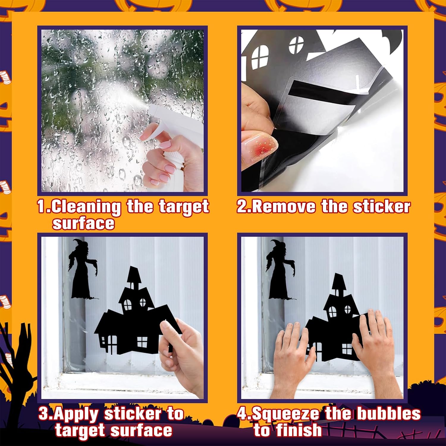 99PCS Halloween Window Stickers Silhouette Decorations