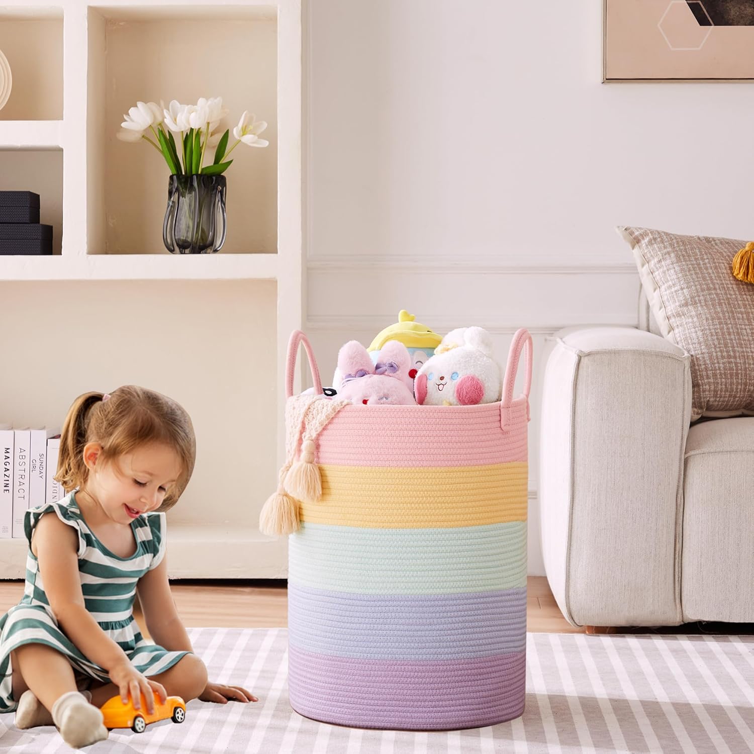 62L Rainbow Laundry Hamper for Baby Girls and Kids