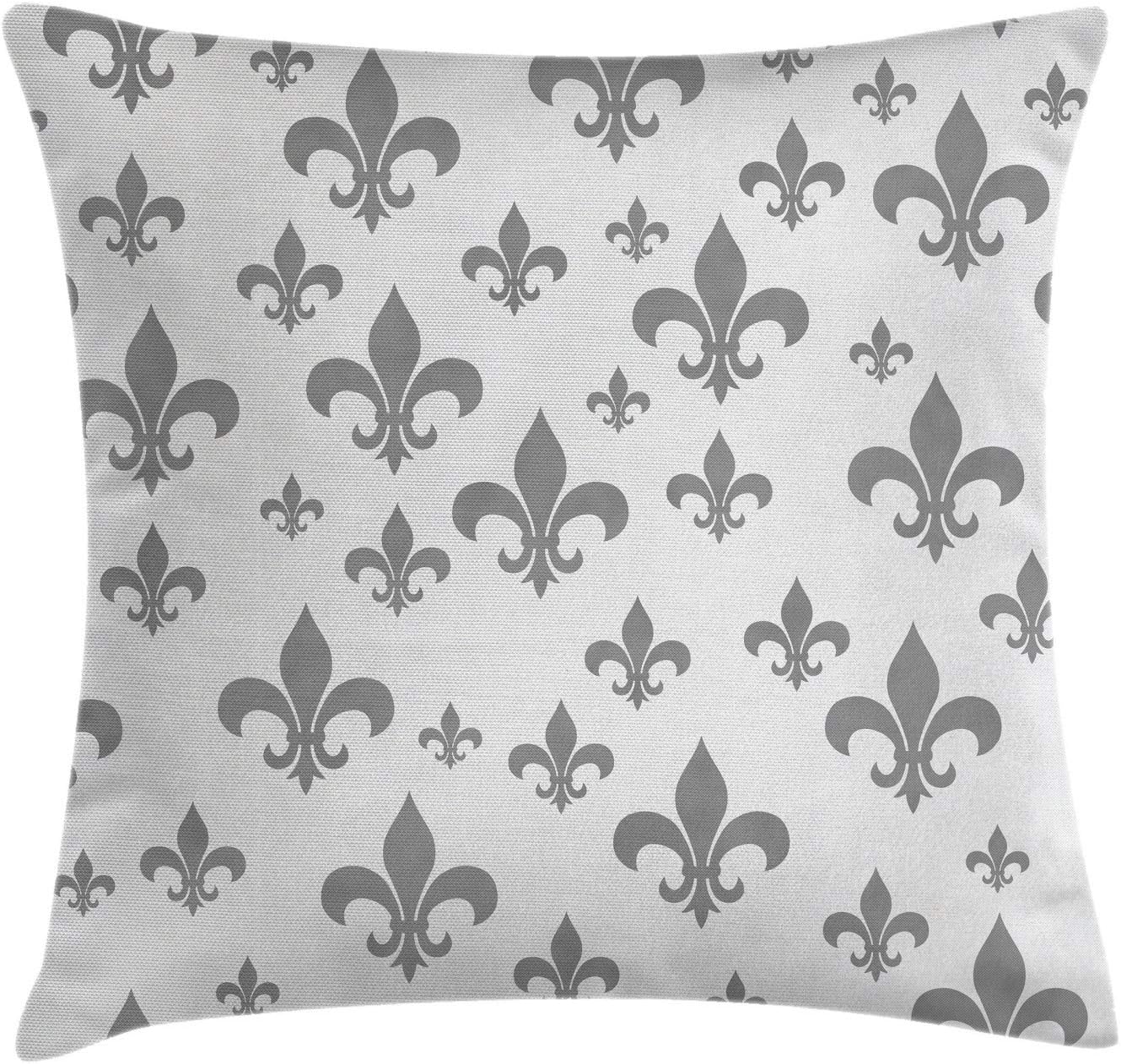 Ambesonne Fleur De Lis Throw Pillow Cover Grey 18x18