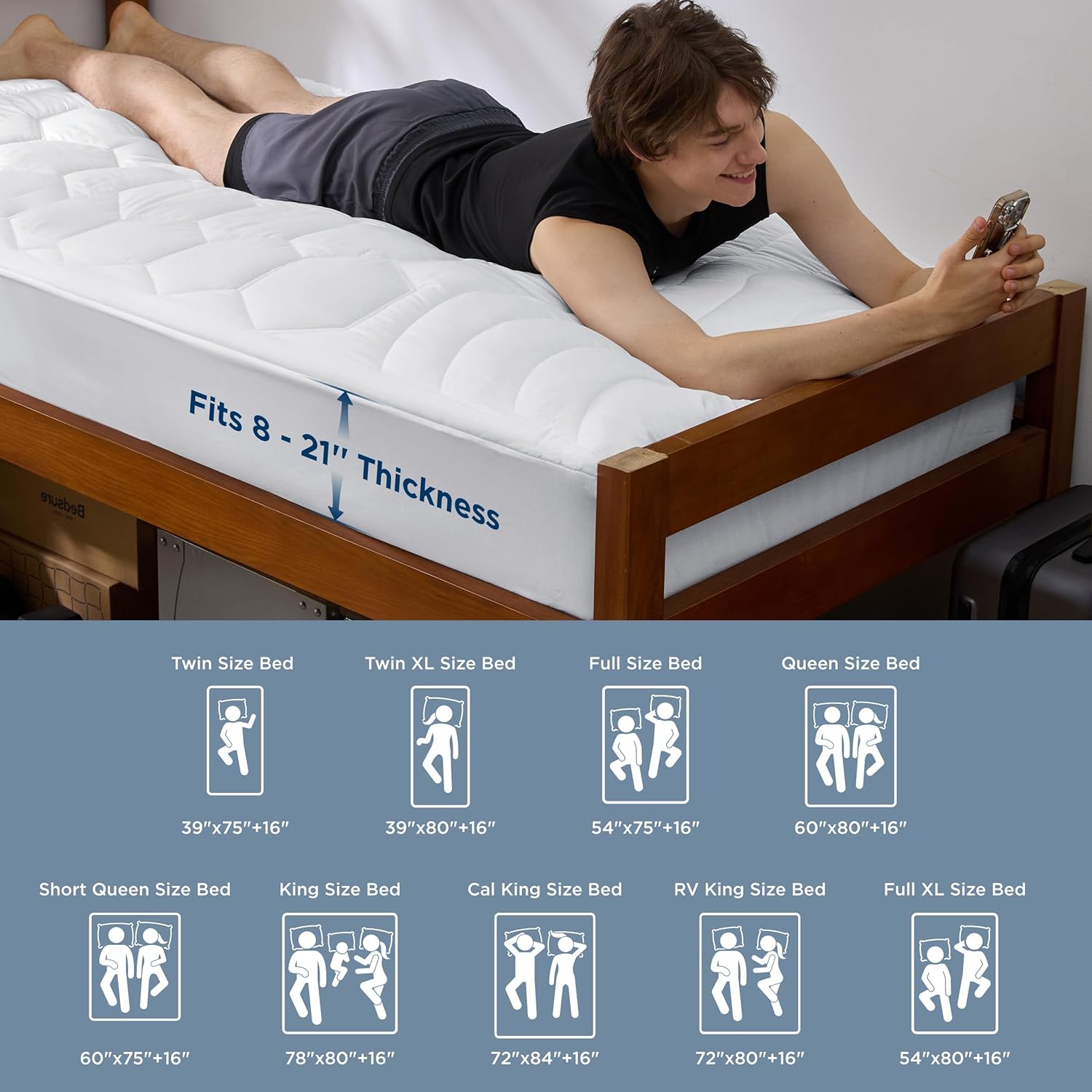 Bedsure Twin XL Mattress Pad - Soft Mattress Topper for College Dorm
