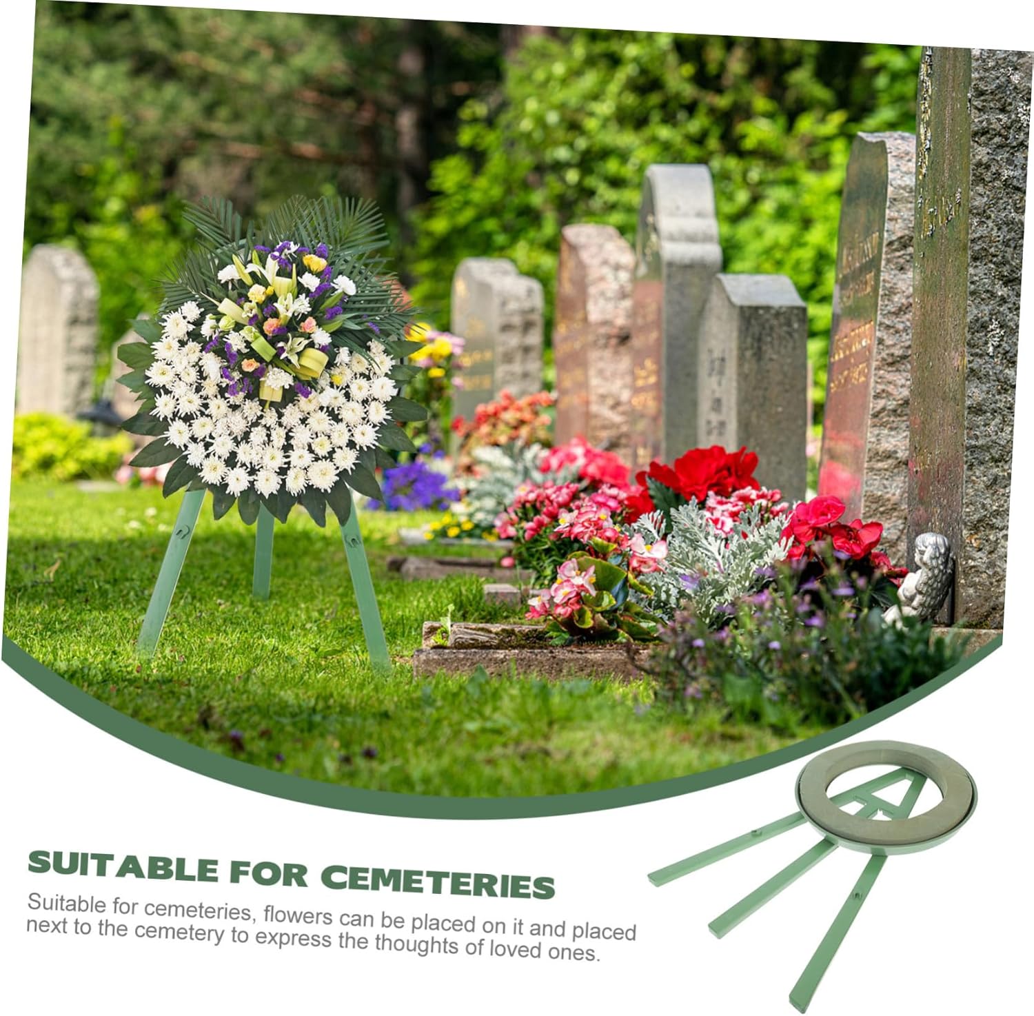 Happyyami Fresh Flower Stand for Funeral Wreaths Adjustable Tripod Rack