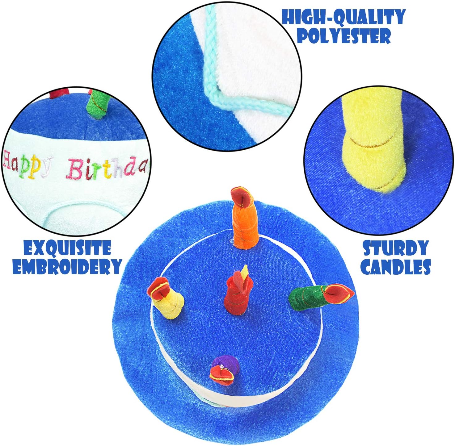 Novelty Place Blue Plush Happy Birthday Cake Hat