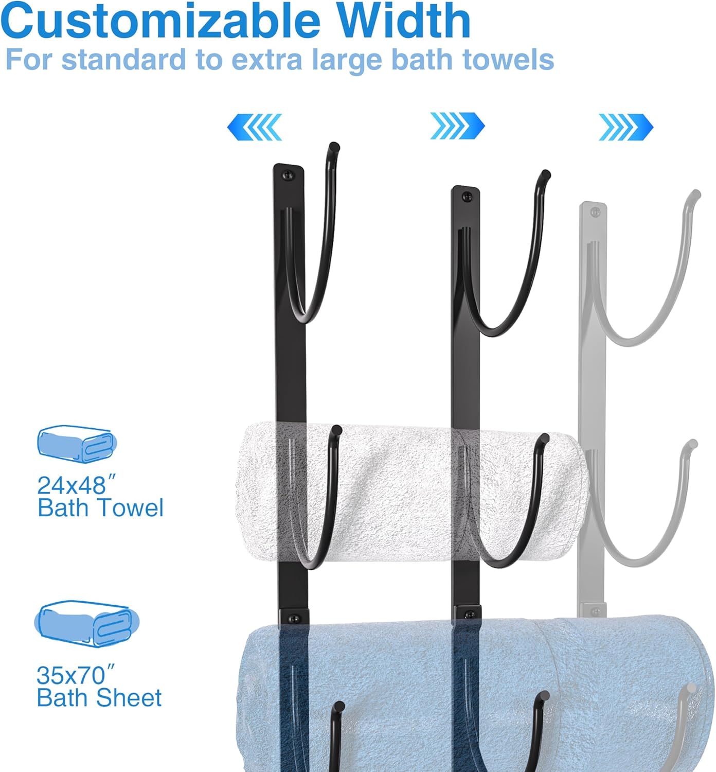 4-Tier Black Metal Towel Rack for Bathroom
