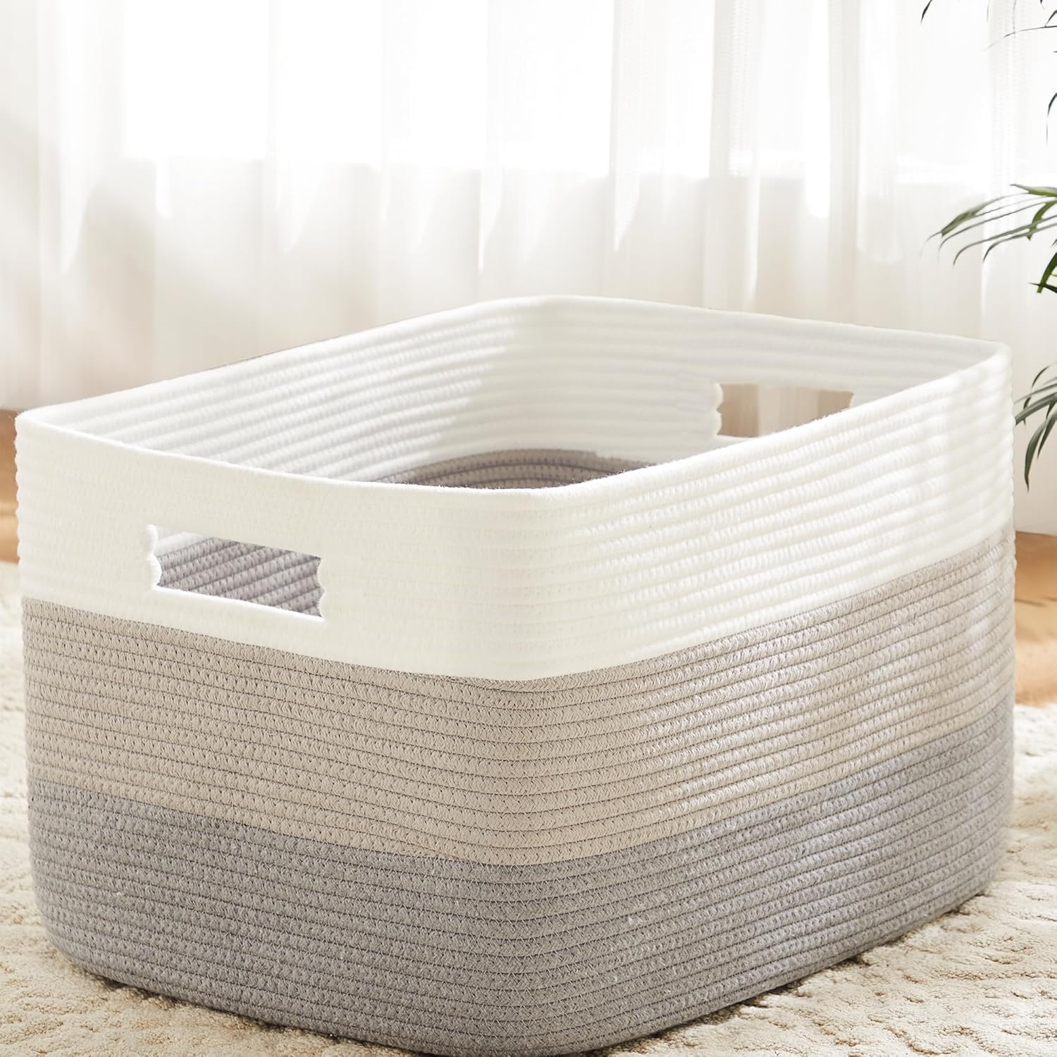 Artfeel Cotton Rope Laundry Basket with Storage