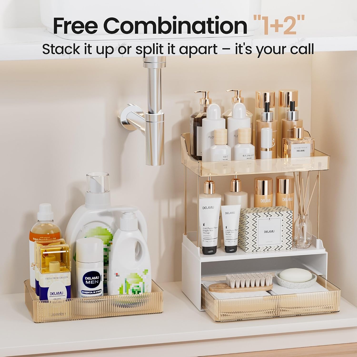 Delamu 2-Tier Makeup Organizer for Bathroom Storage