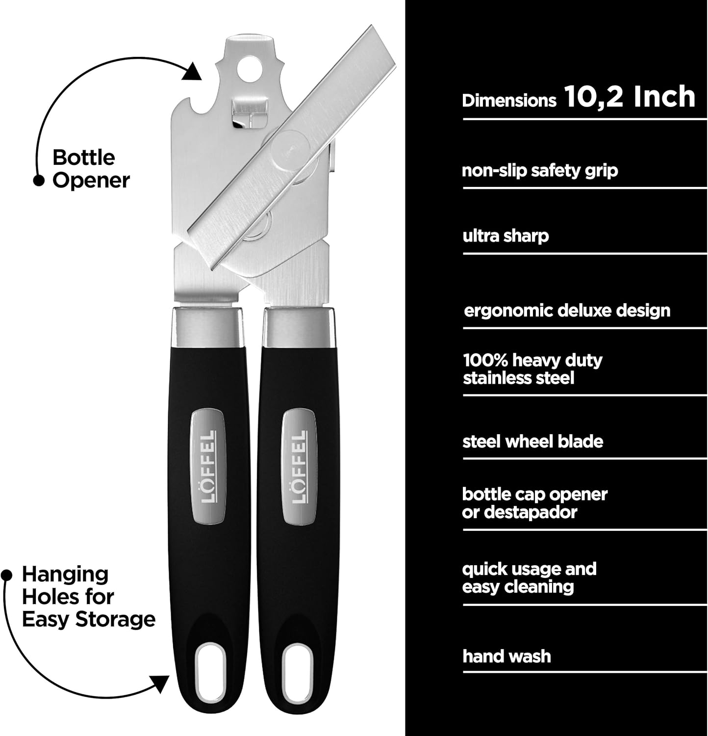 Lffel Stainless Steel Manual Can Opener for Seniors