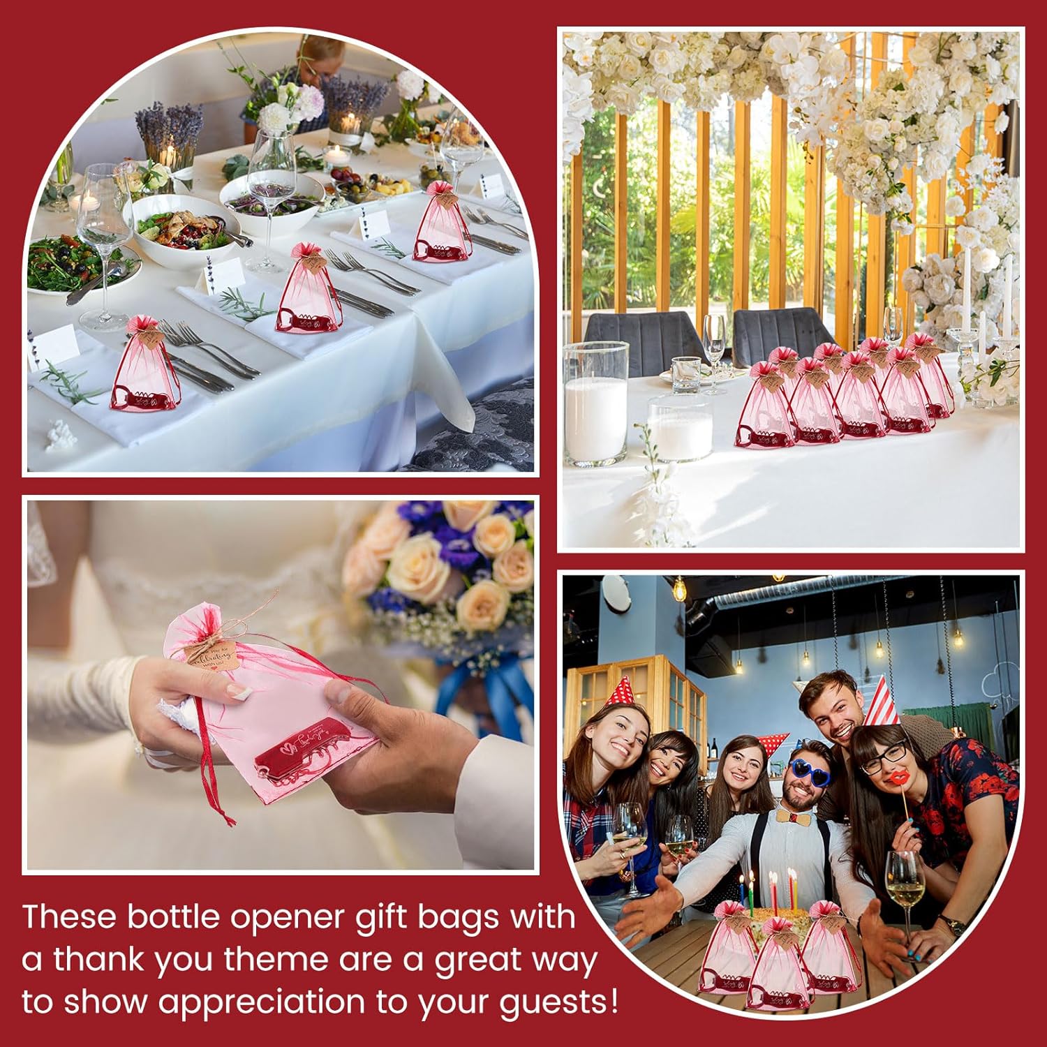 Vesici 24 Piece Wedding Favors Bottle Opener Keychains Set