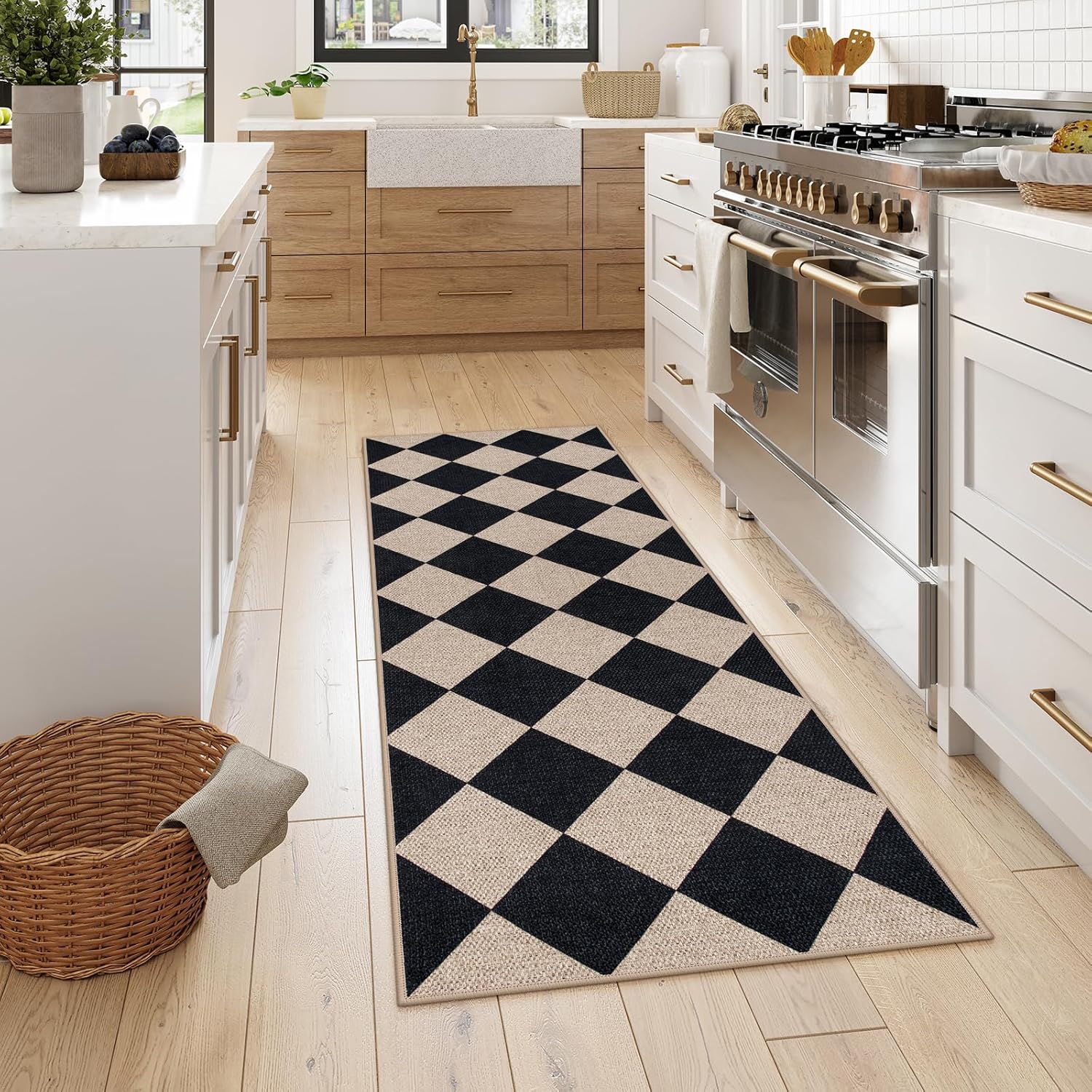 Lahome Checkered Jute-Inspired Rug 2x6