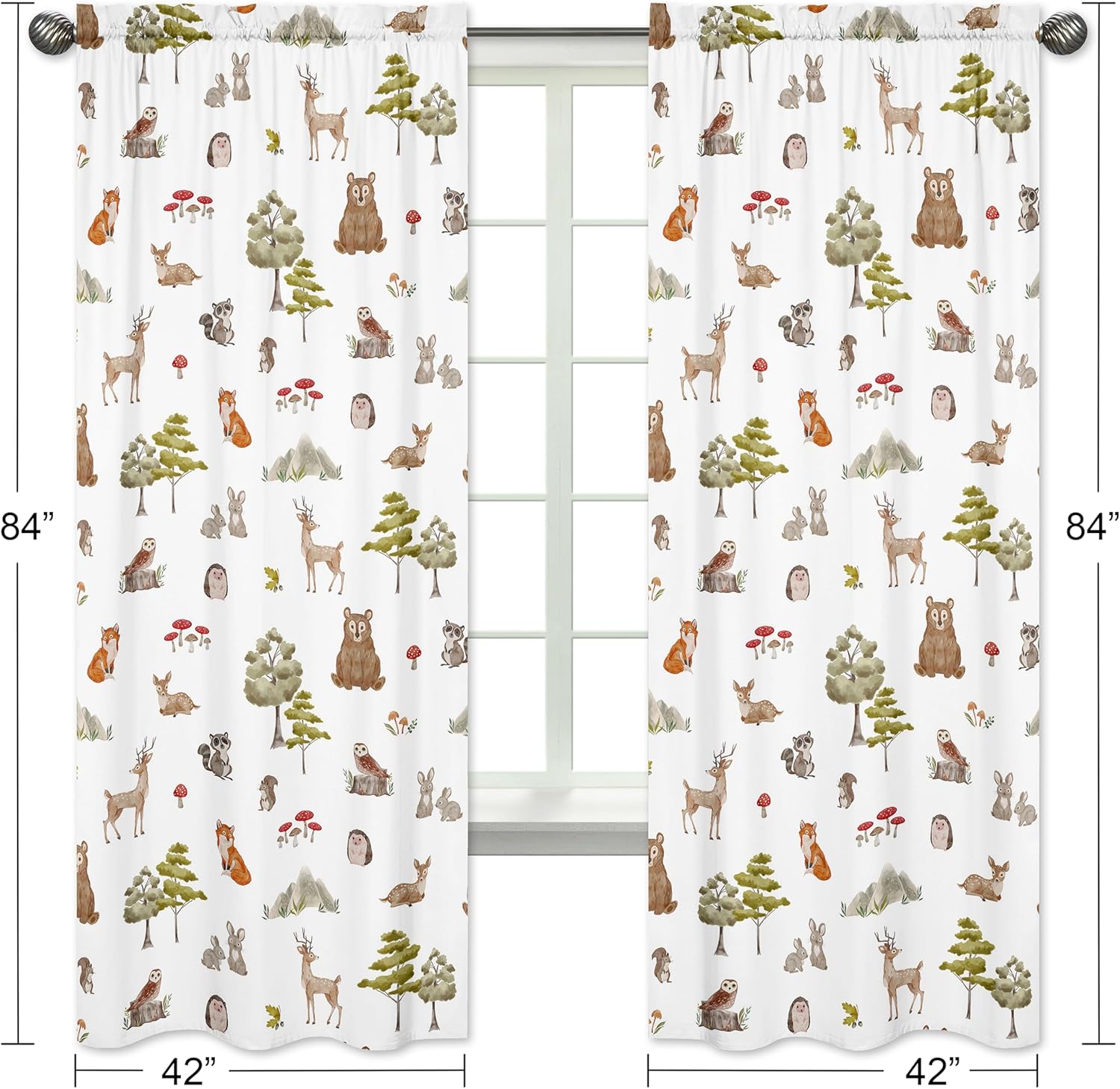 Sweet Jojo Designs Woodland Animal Window Panels Set of 2