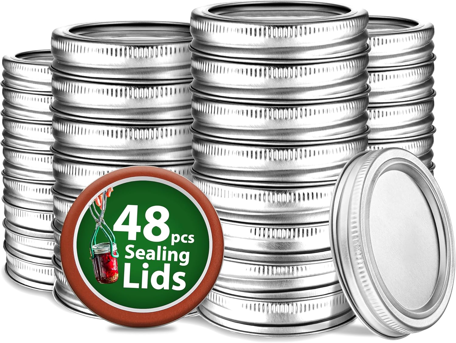 48 Piece Canning Lids with Rings for Mason Jars