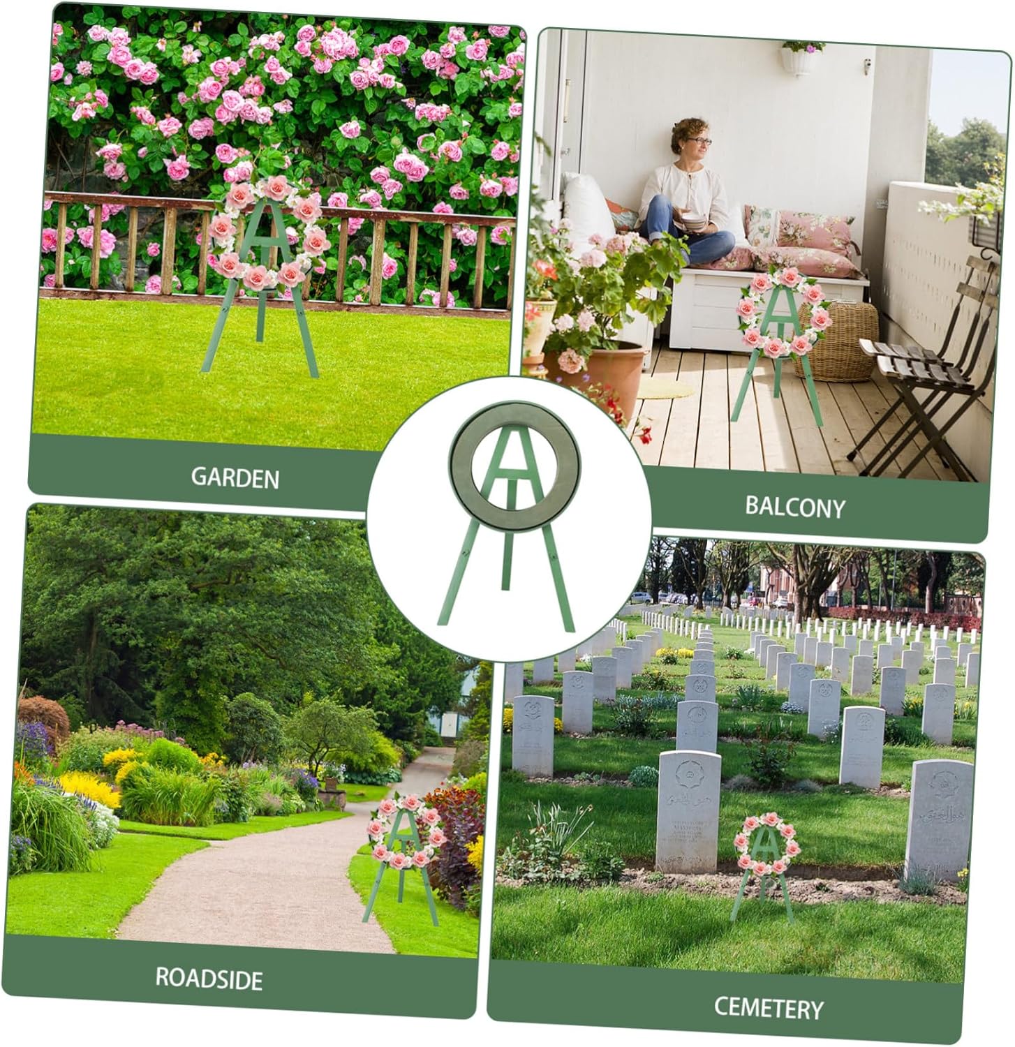 Happyyami Fresh Flower Stand for Funeral Wreaths Adjustable Tripod Rack