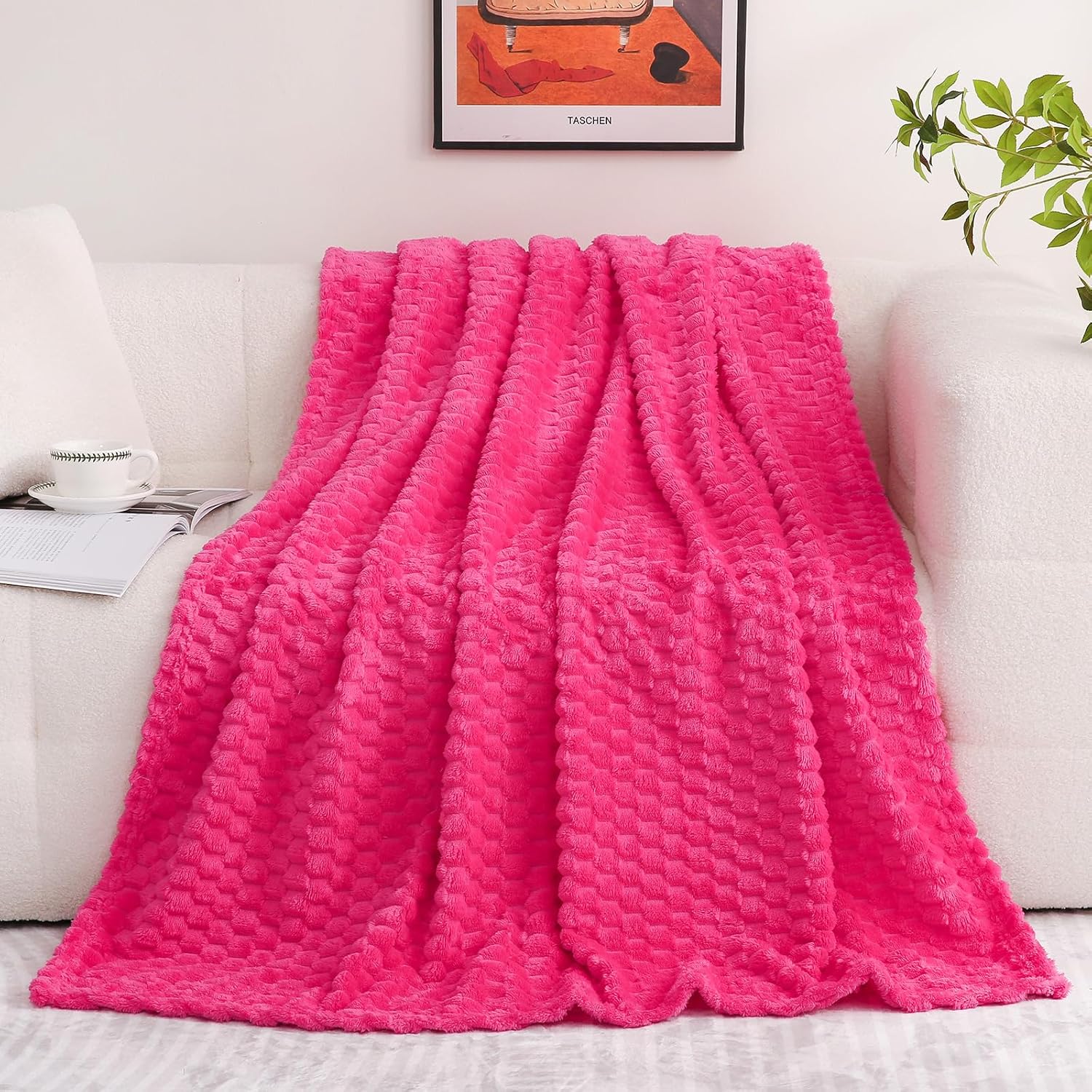 Puncuntex Hot Pink Throw Blanket 50x60 Inches