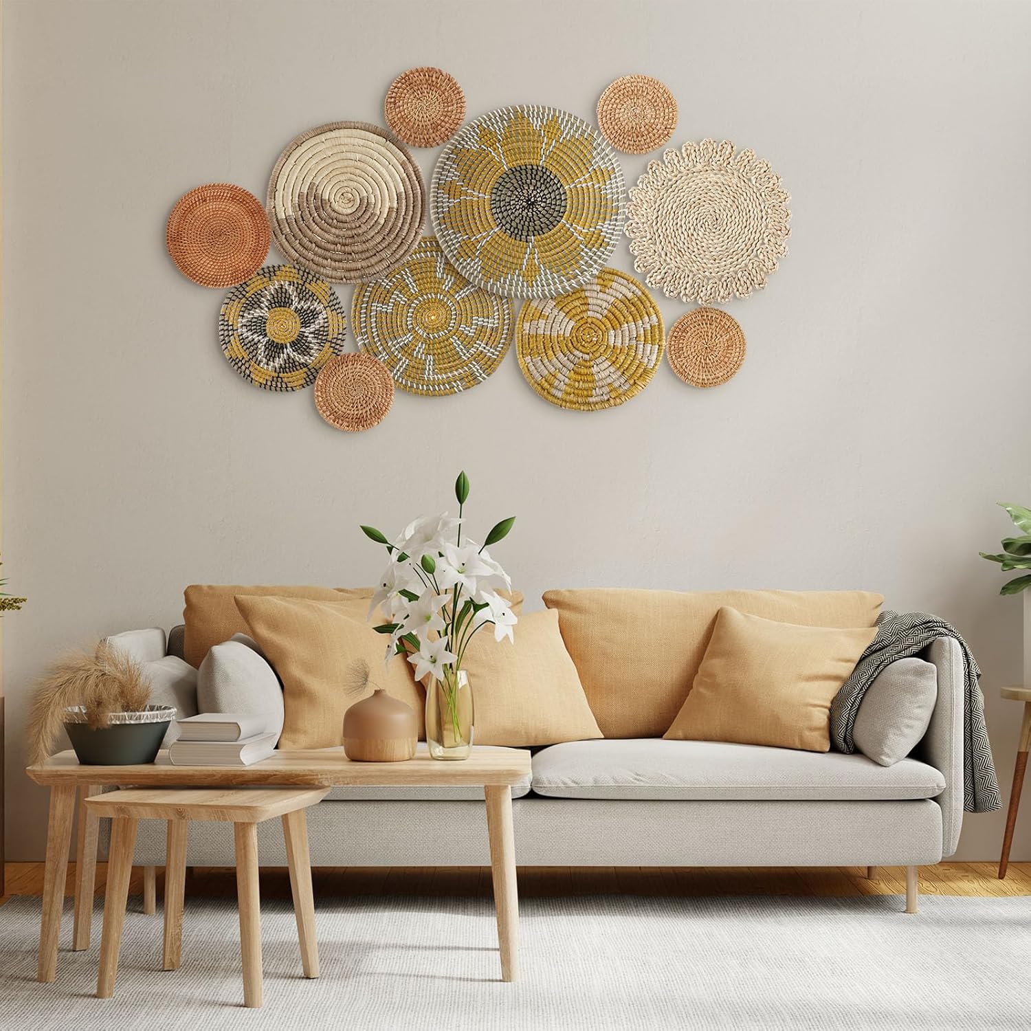 Tatuo 11 Pcs Boho Wall Basket Decor Set