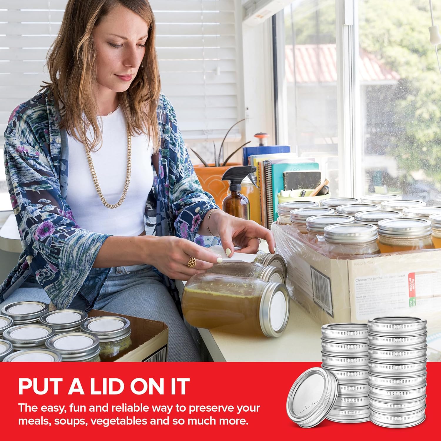 48 Piece Canning Lids with Rings for Mason Jars