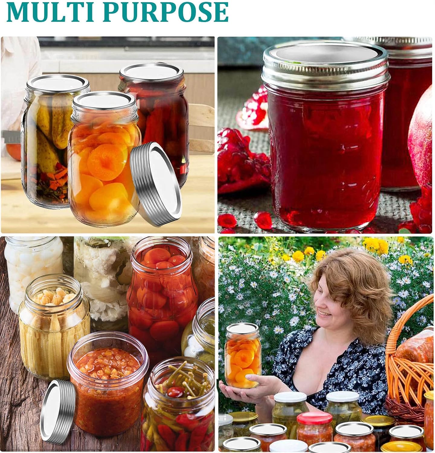 120 PCS Premium Canning Lids for Mason Jars Airtight and Leakproof - Silver