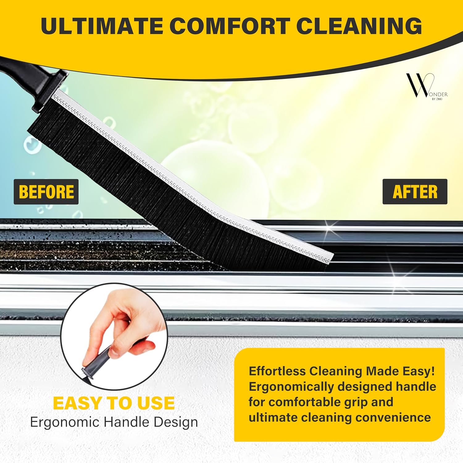 Hard Bristle Crevice Cleaning Brush 3 Pcs for Narrow Spaces