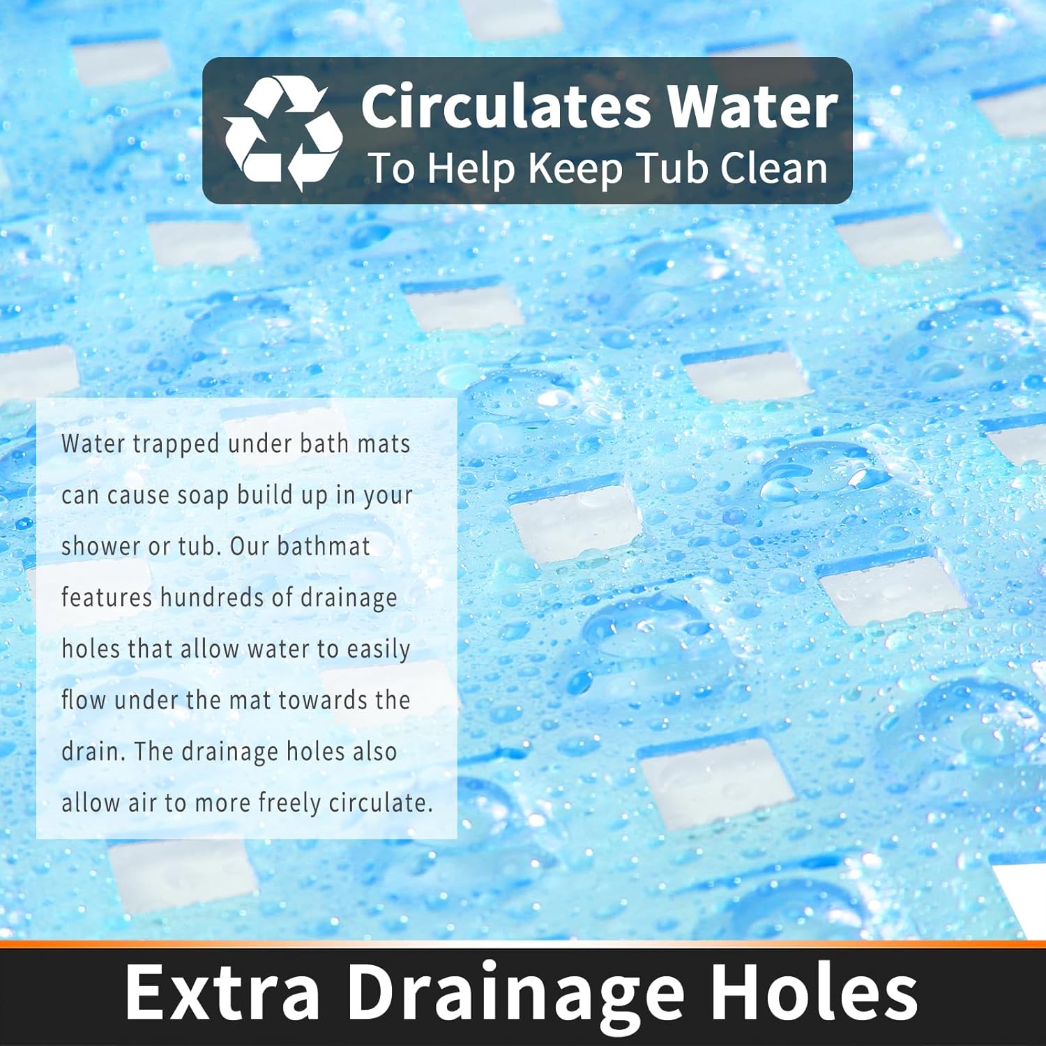 Yimobra Non-Slip Bathtub Mat with Suction Cups and Drain Holes