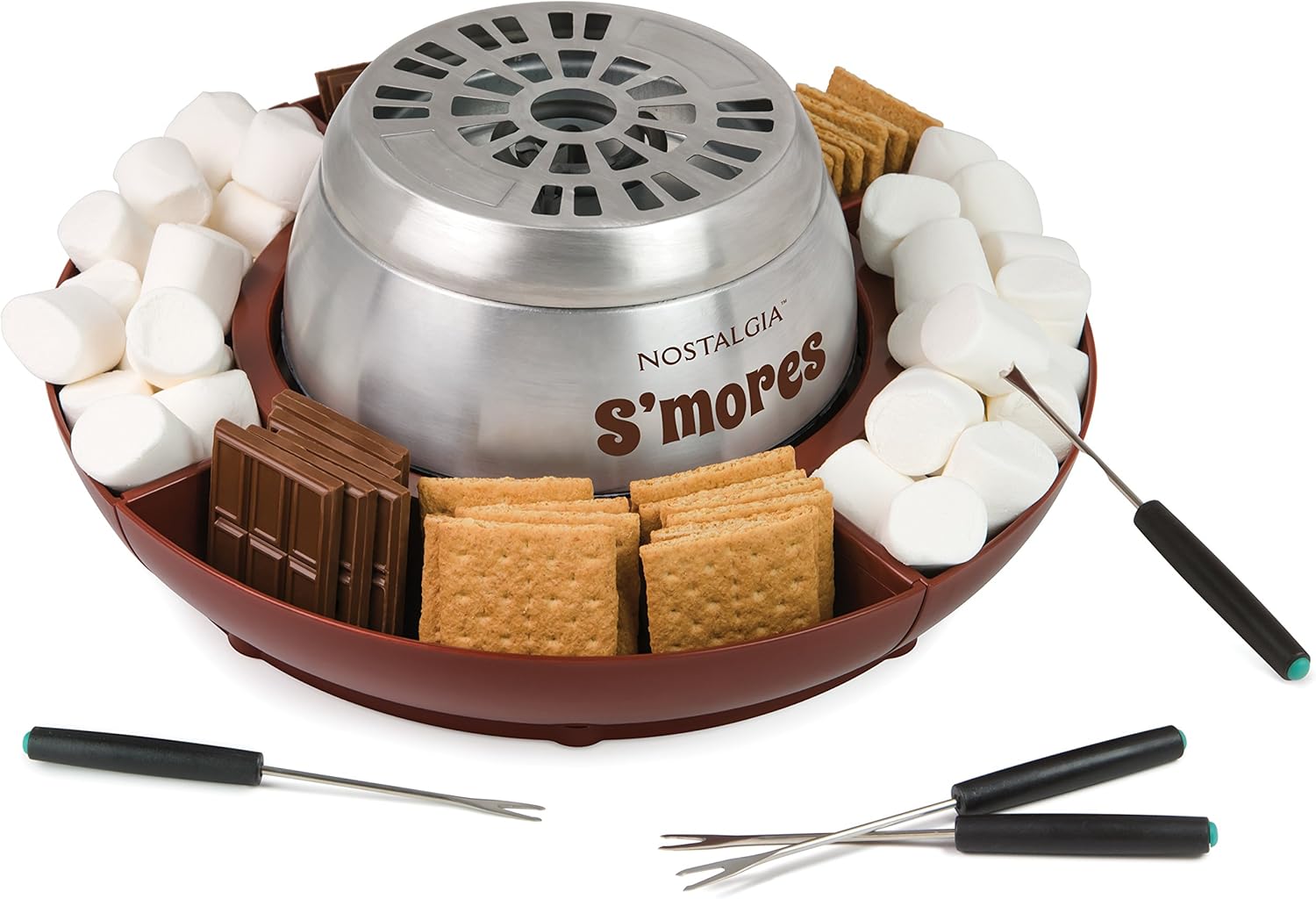 Nostalgia Indoor Electric Smores Maker - 4 Trays and Roasting Sticks