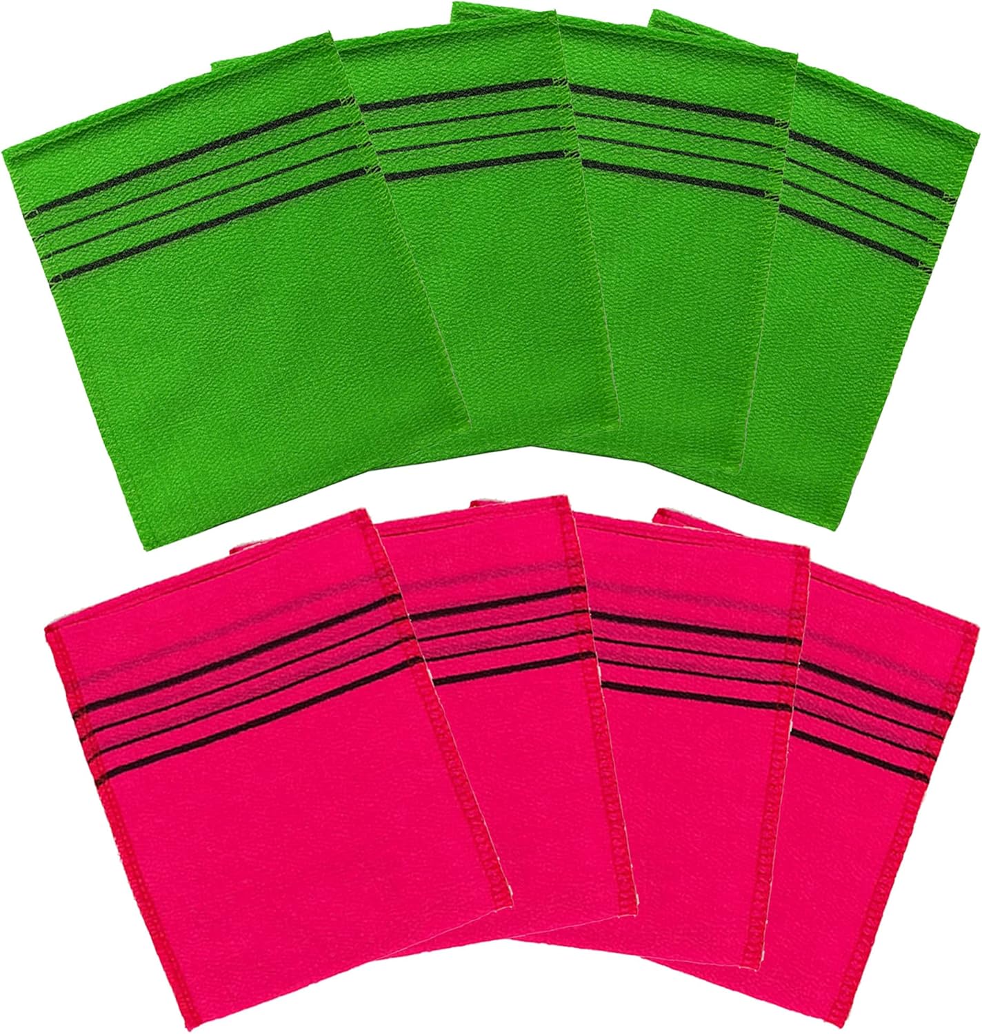 8 pcs Asian Exfoliating Bath Washcloth Red Green