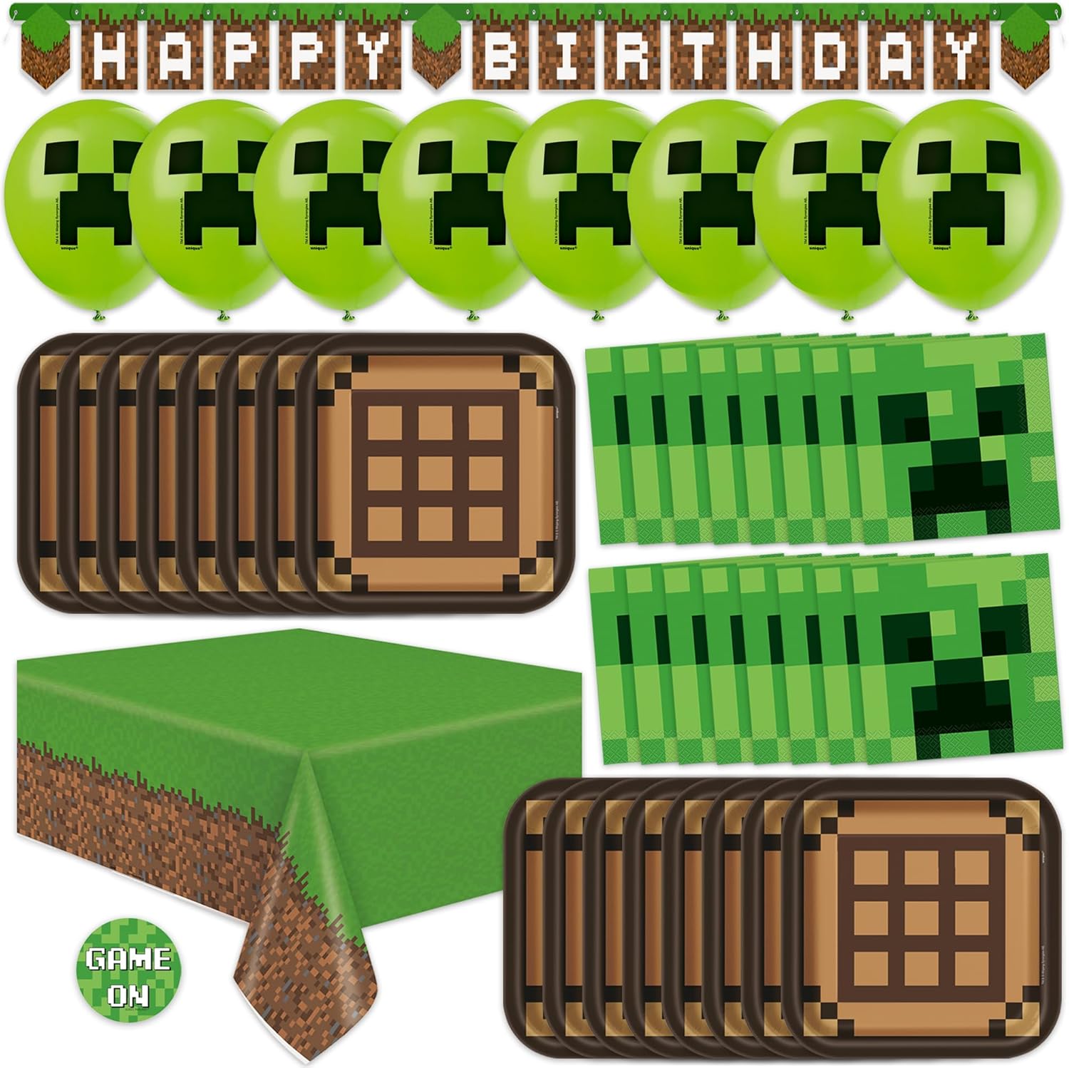 Minecraft Birthday Decorations Set for 16 Guests