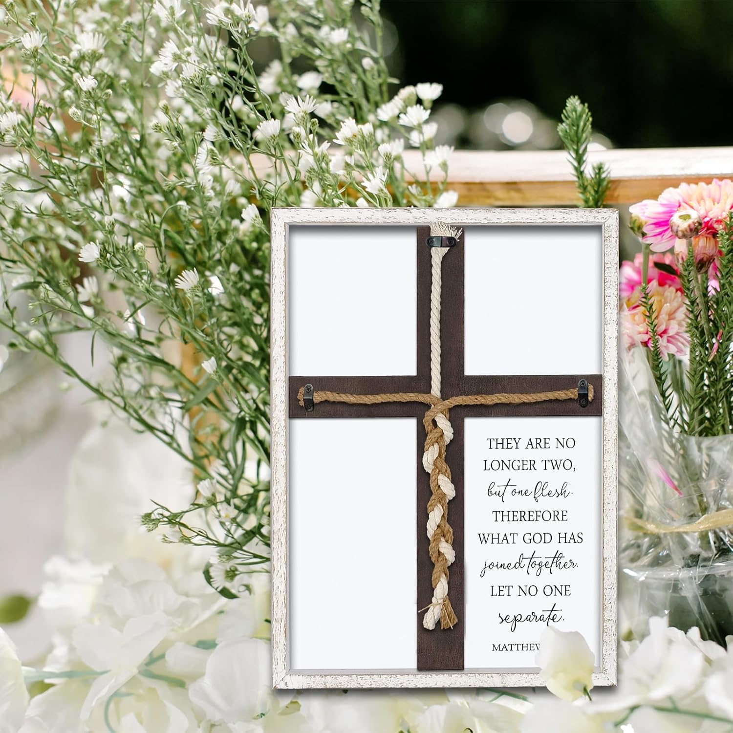 Matthew 196 Unity Sign Wedding Ceremony Wood Frame
