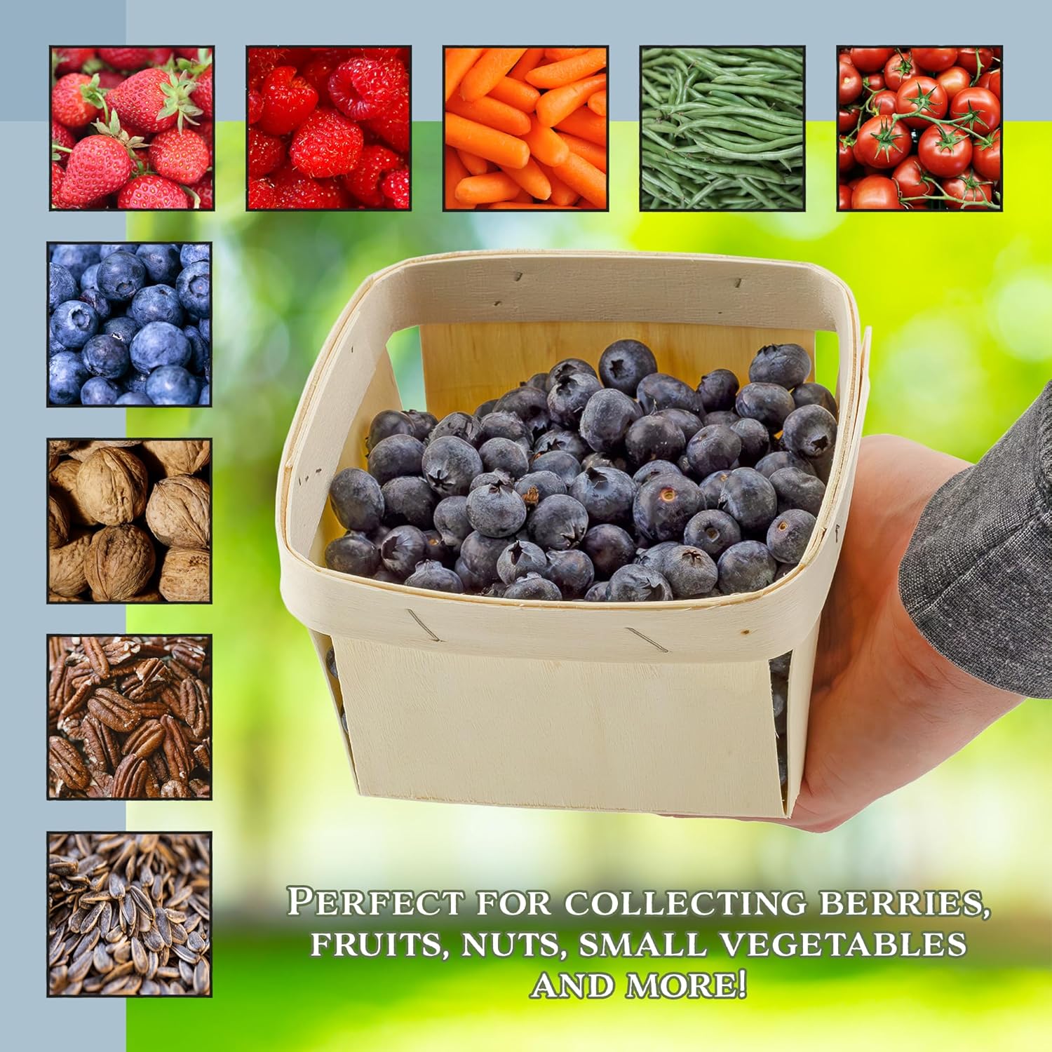 Cornucopia Brands 8 Pack Quart Wooden Berry Baskets