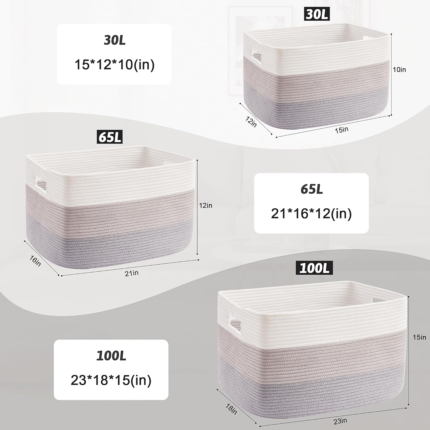 Artfeel Cotton Rope Laundry Basket with Storage