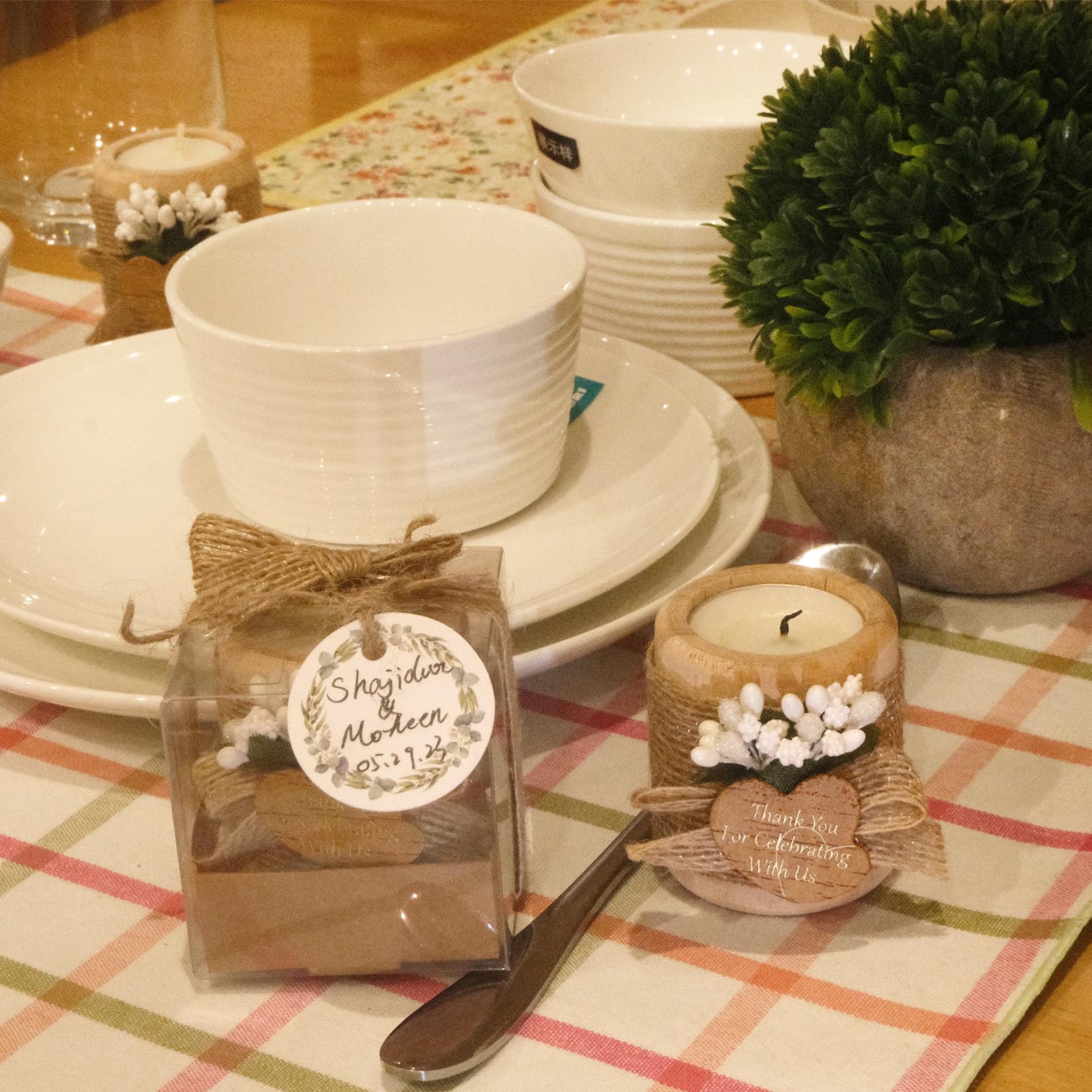30 Pack Wood Tealight Candle Holders for Wedding Favors