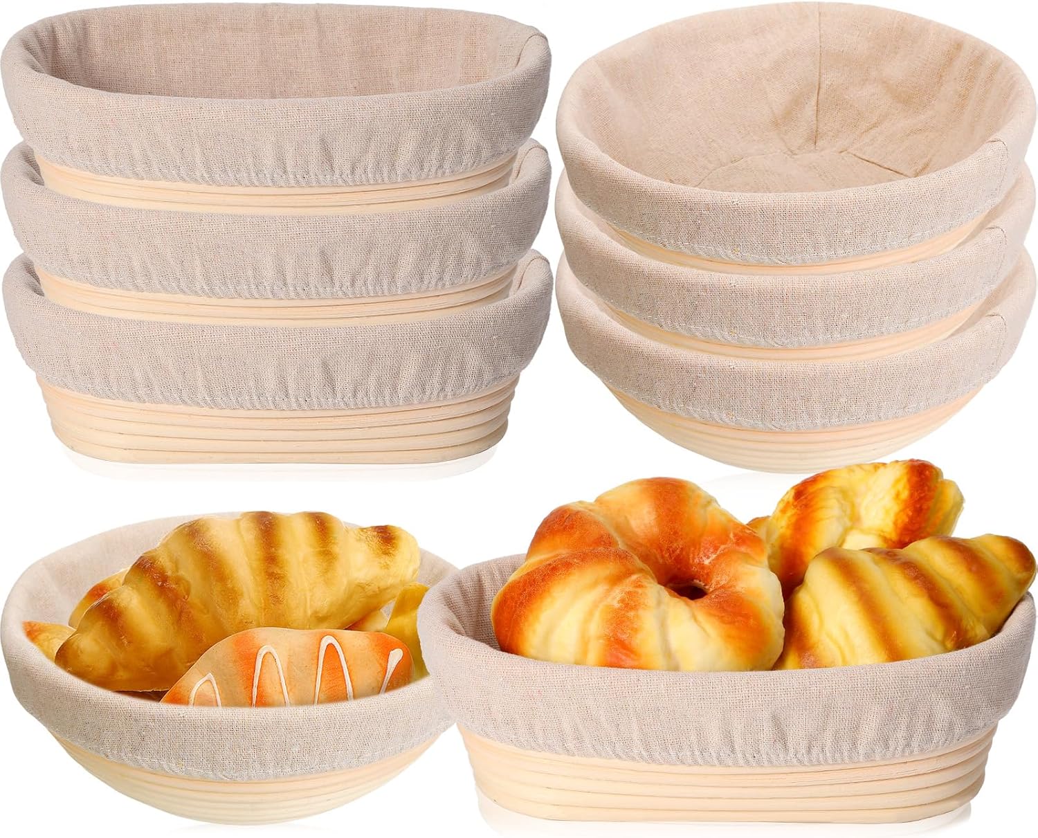 Geetery 6 Pack Bread Banneton Baskets with Liners and Dough Scraper