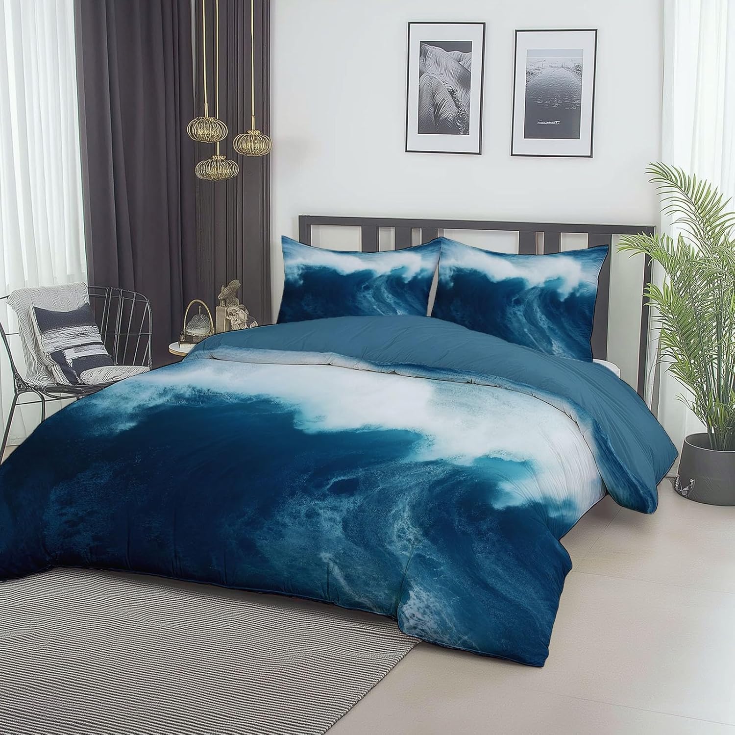 Blue Duvet Cover Twin XL Set with Matching Pillowcases