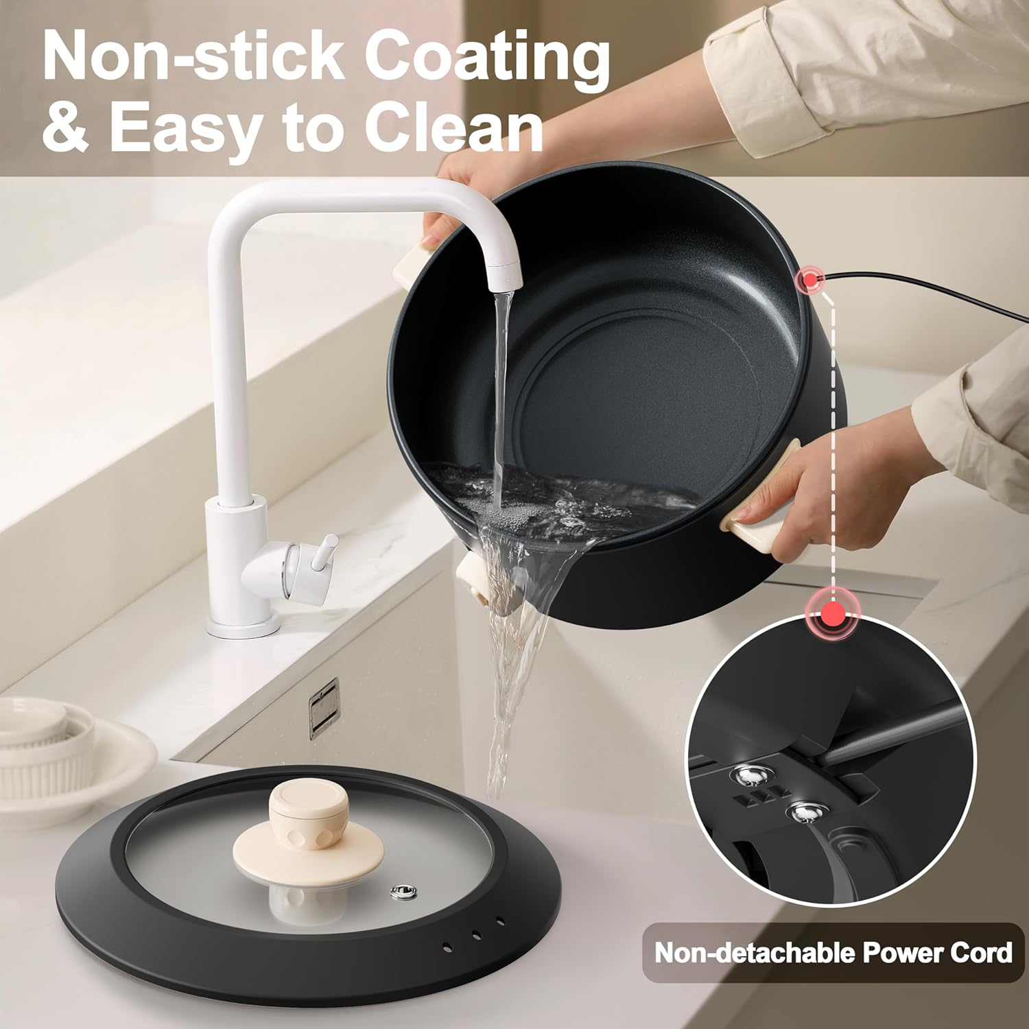 TOPWIT 4L Electric Hot Pot with Non-Stick Coating