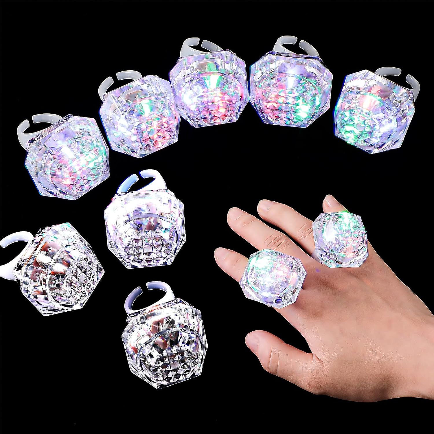 Hicarer 8 Piece LED Light Up Ring Set for Party Favors