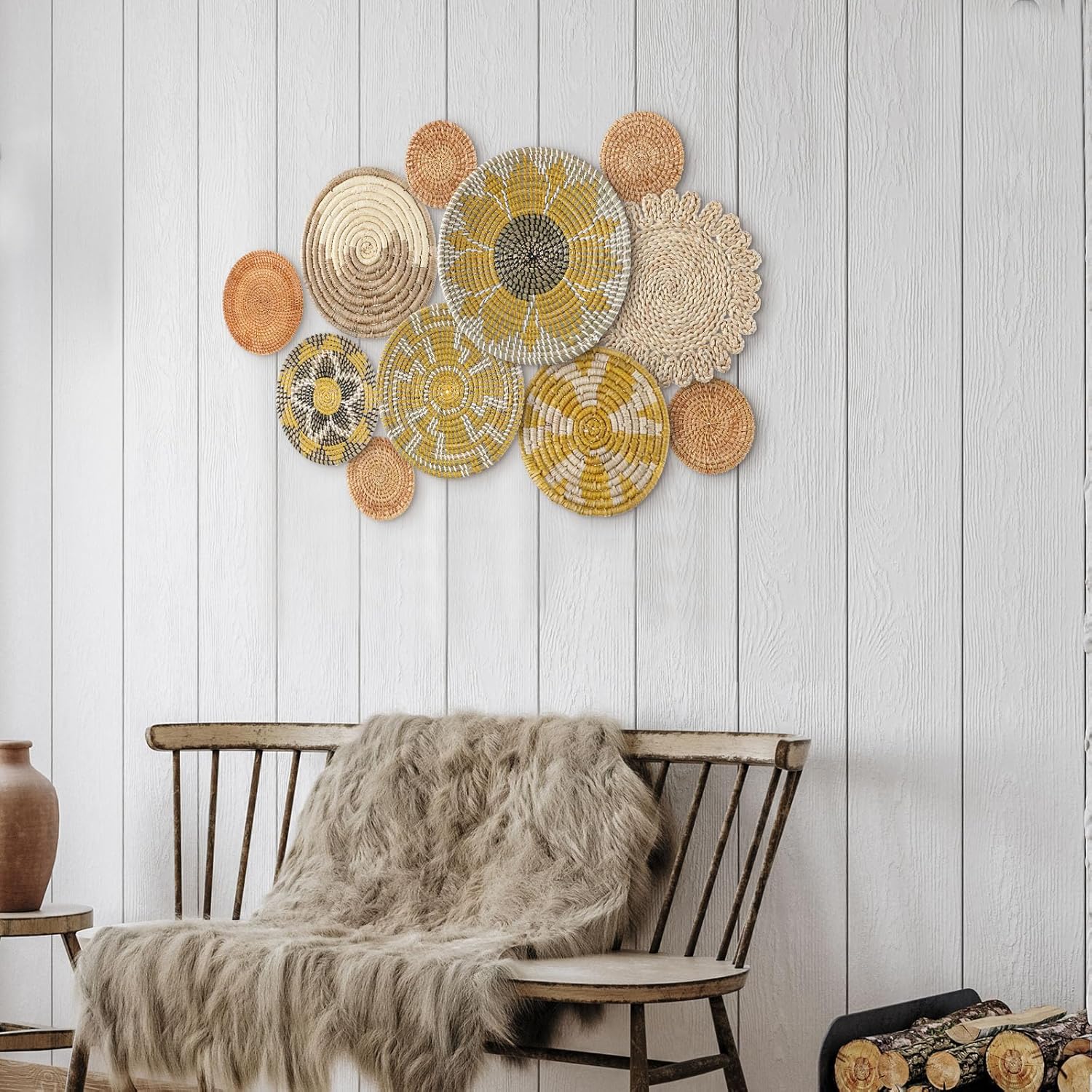 Tatuo 11 Pcs Boho Wall Basket Decor Set