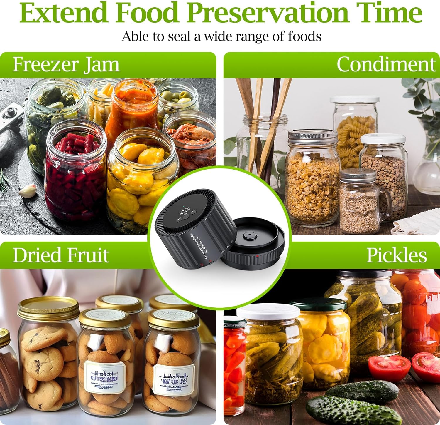 2025 Updated Electric Mason Jar Vacuum Sealer Kit with Extra Lids and Labels