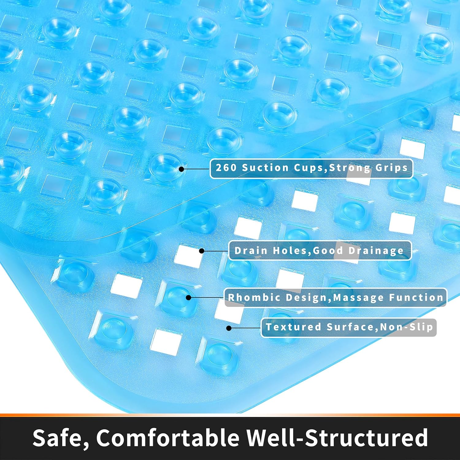 Yimobra Non-Slip Bathtub Mat with Suction Cups and Drain Holes