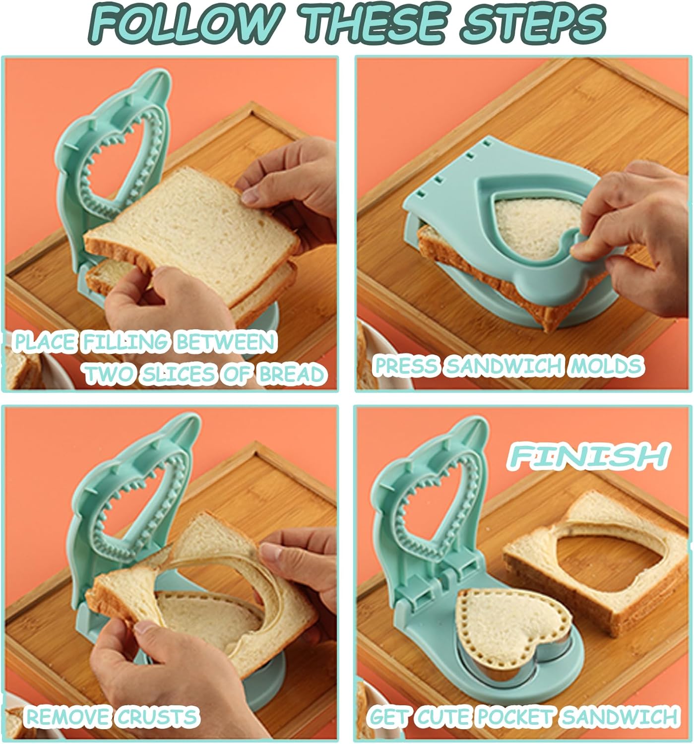 Heart Shape Sandwich Cutter and Sealer for Kids