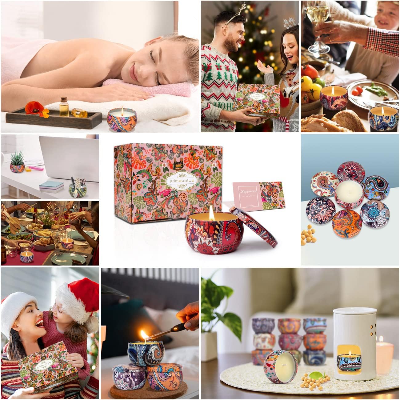Primevolve Scented Candles 12 Pack Travel Tin Set for Women
