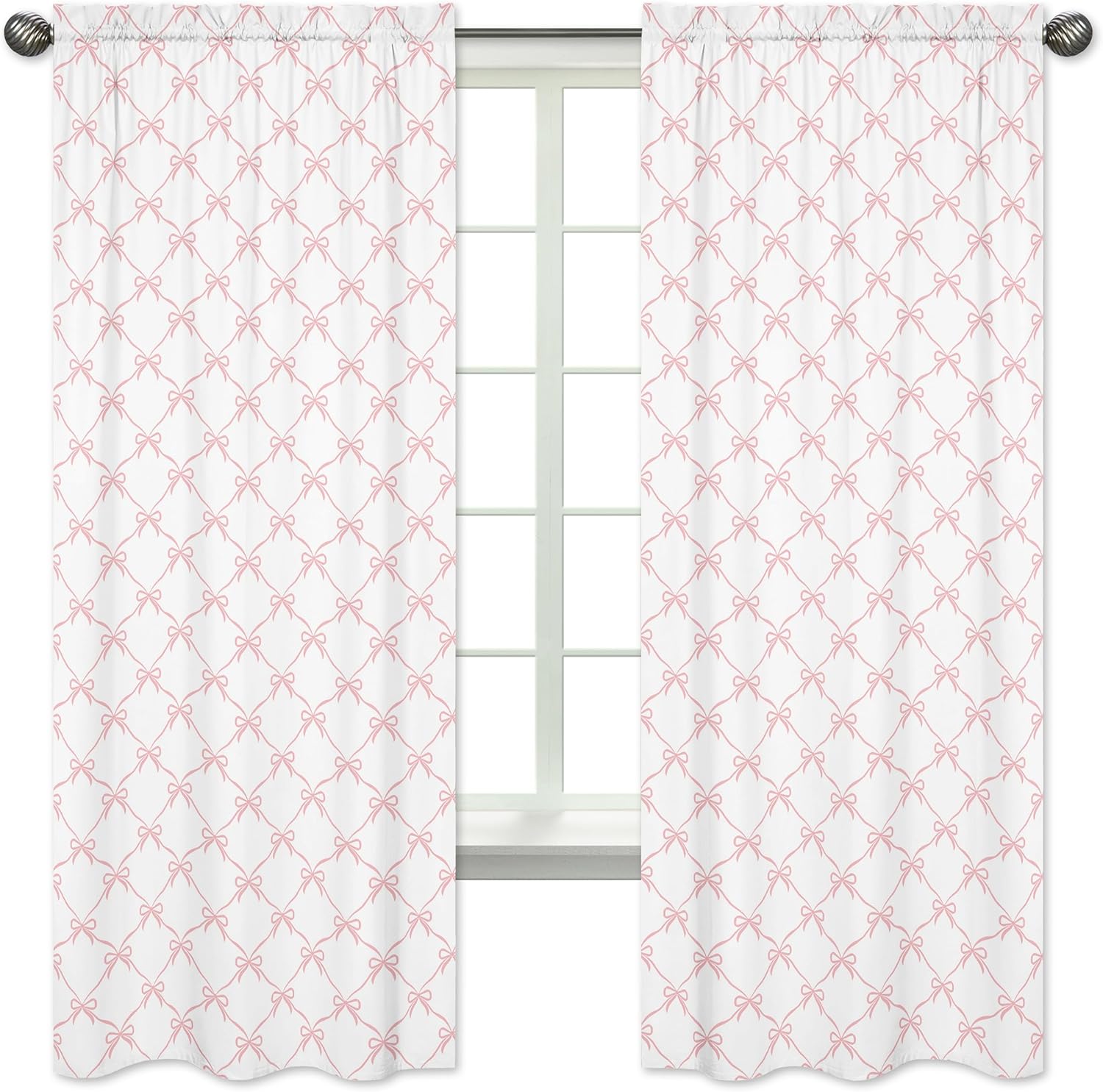 Sweet Jojo Designs 2 Panel Window Curtains 84in Pink Bows