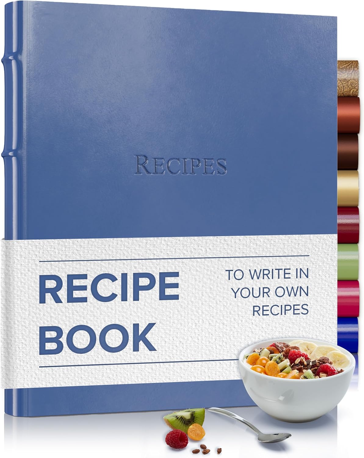 Gallery Leather Recipe Holder - 3 Ring Binder With Sleeves and 25 Pages