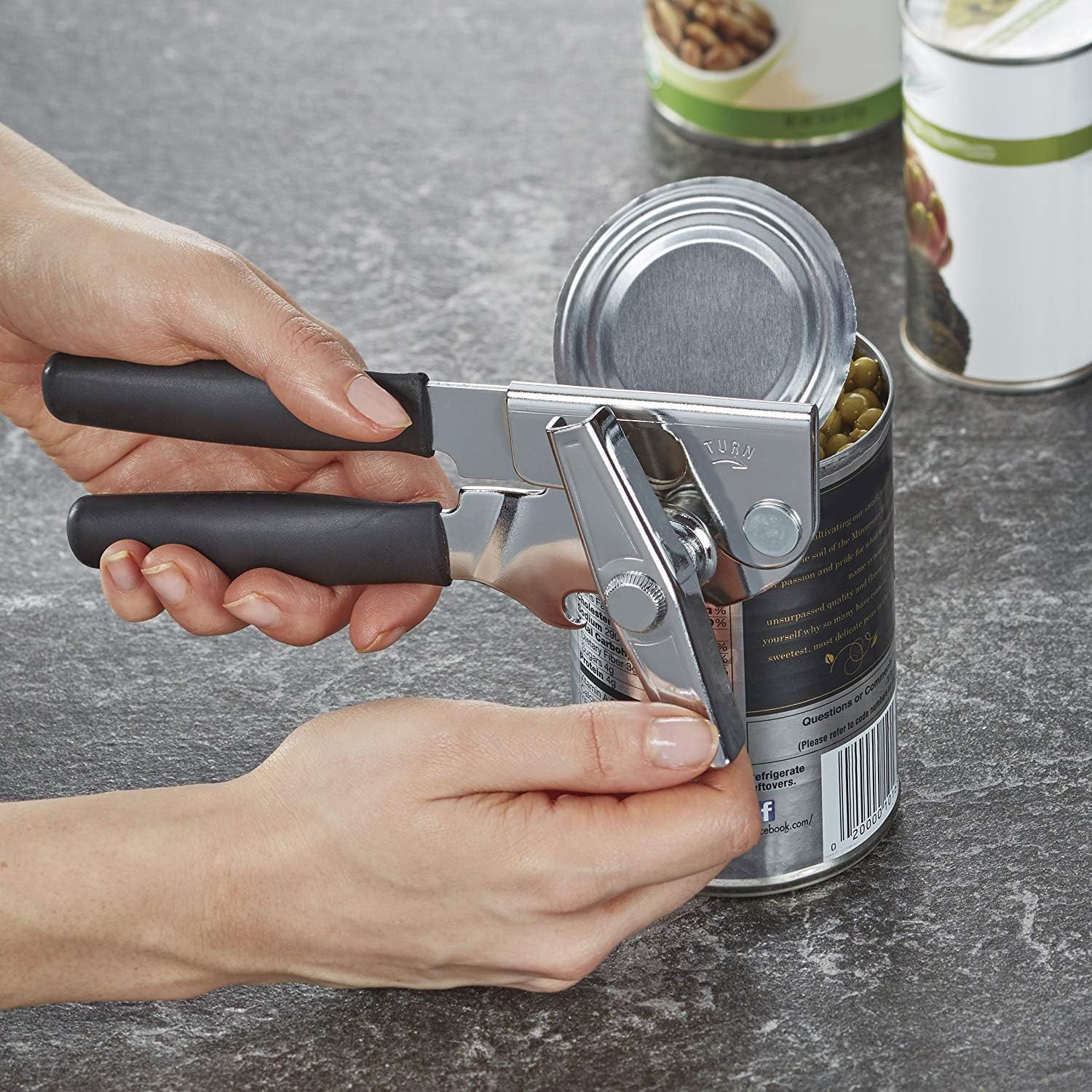Portable Can Opener with Sharp Blade and Easy Turn Knob Green