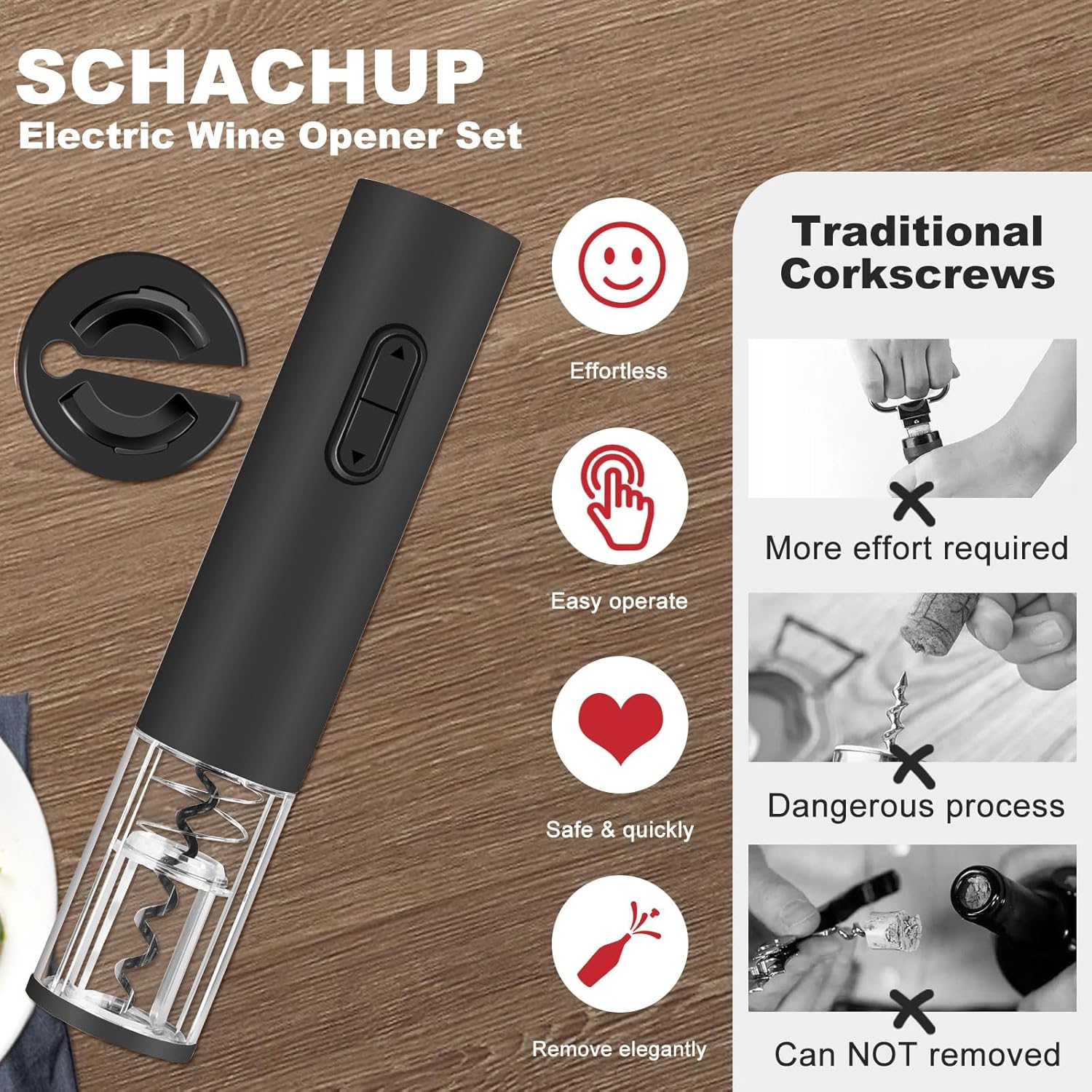 SCHACHUP Electric Wine Opener with Foil Cutter