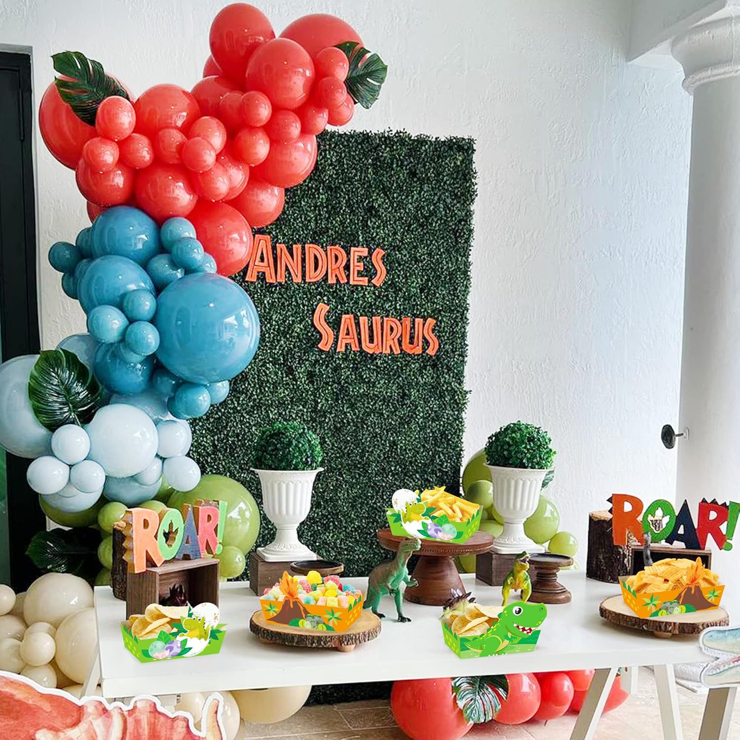 24Pcs Cartoon Dinosaur Serving Trays for Kids Birthday Party
