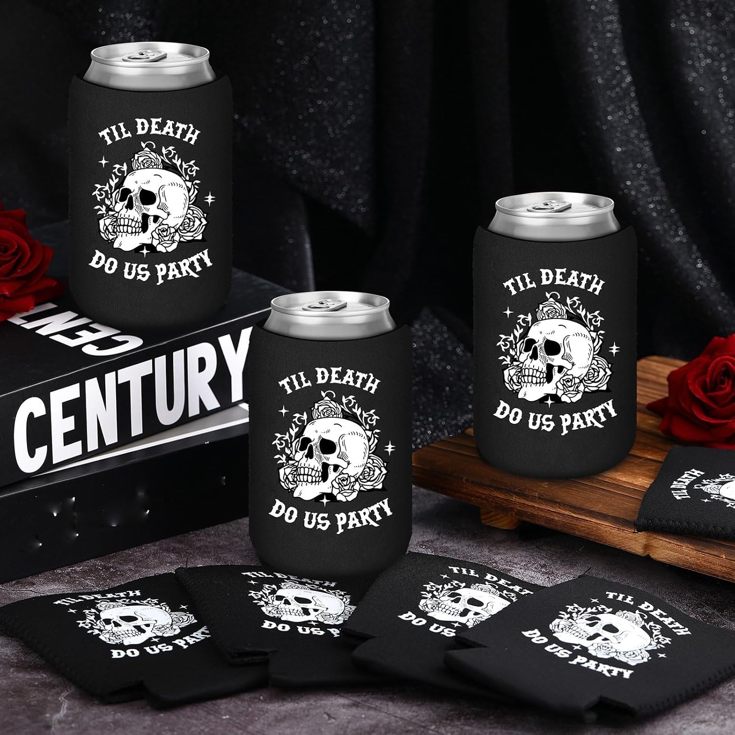50 Pcs Till Death Beverage Sleeves for Gothic Halloween Parties